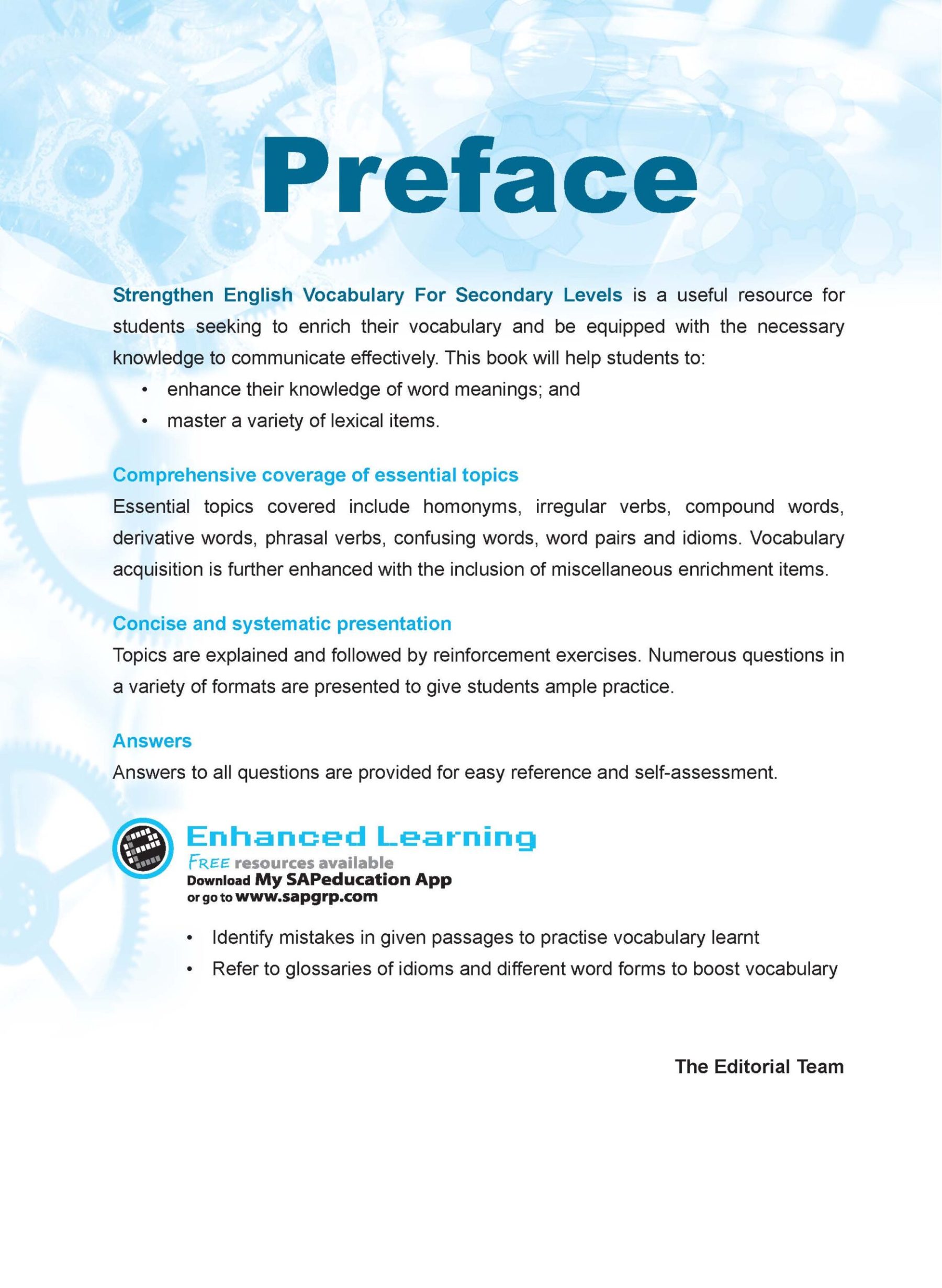 Strengthen English VOCABULARY FOR SECONDARY LEVELS