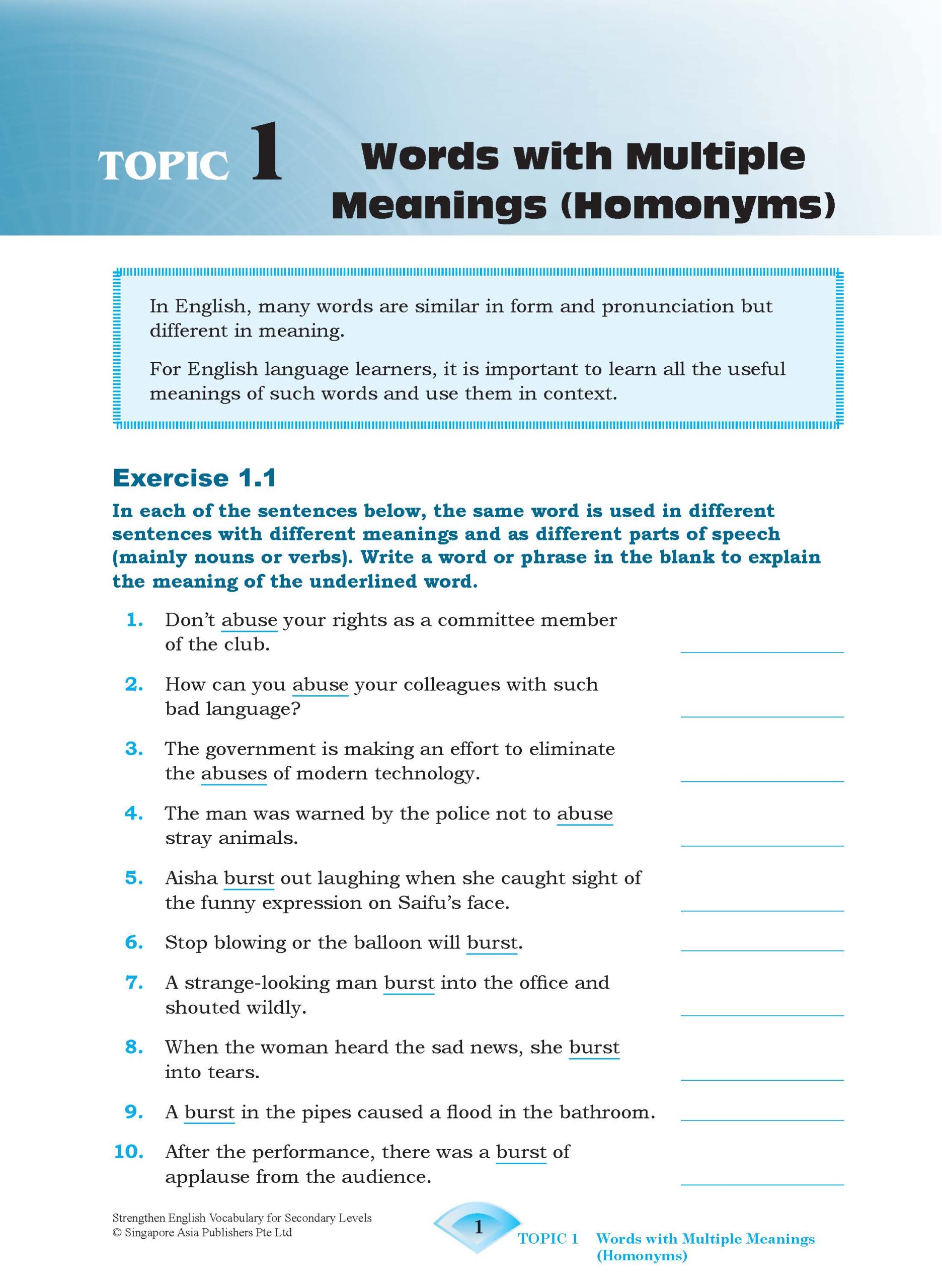 Strengthen English VOCABULARY FOR SECONDARY LEVELS