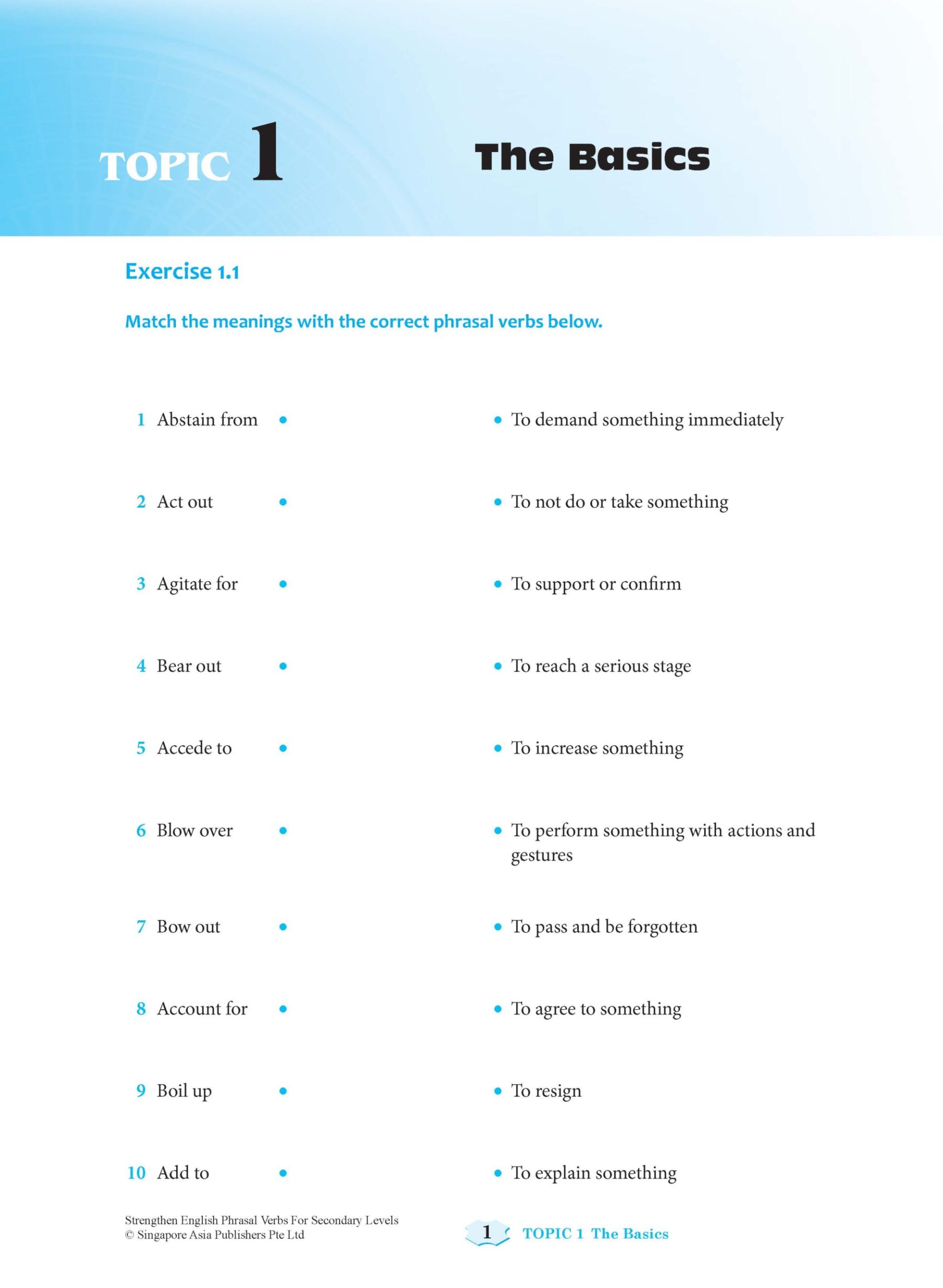 Strengthen English PHRASAL VERBS FOR SECONDARY LEVELS