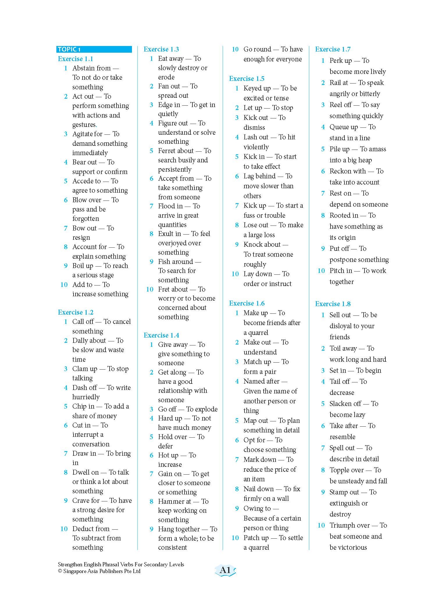 Strengthen English PHRASAL VERBS FOR SECONDARY LEVELS