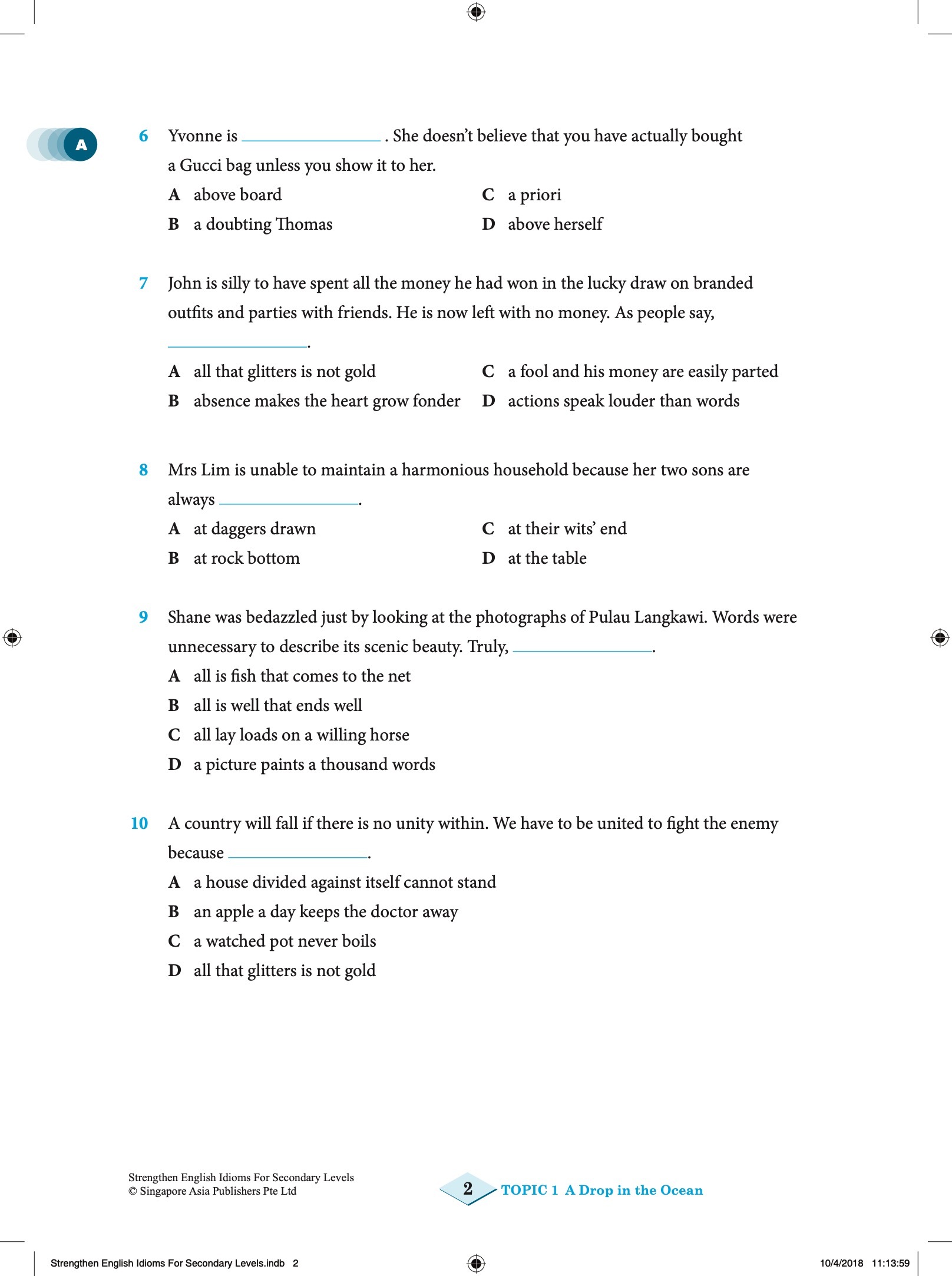 Strengthen English Idioms For Secondary Levels + NUADU