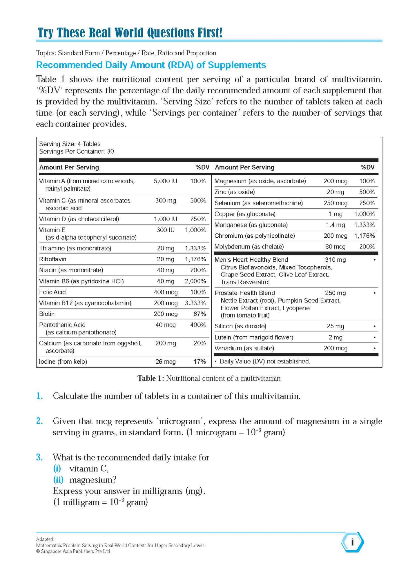 101 Mathematics Questions To Do Before The Exam + Real World Questions Secondary 3