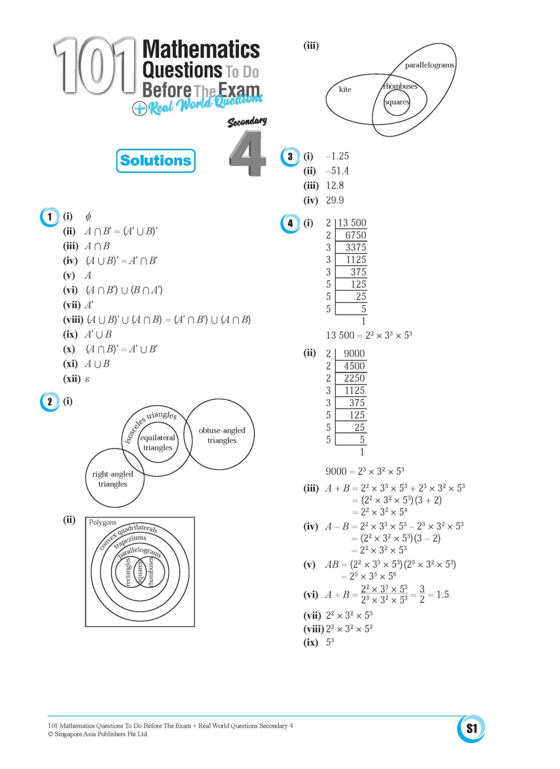 101 Mathematics Questions To Do Before The Exam + Real World Questions Secondary 4