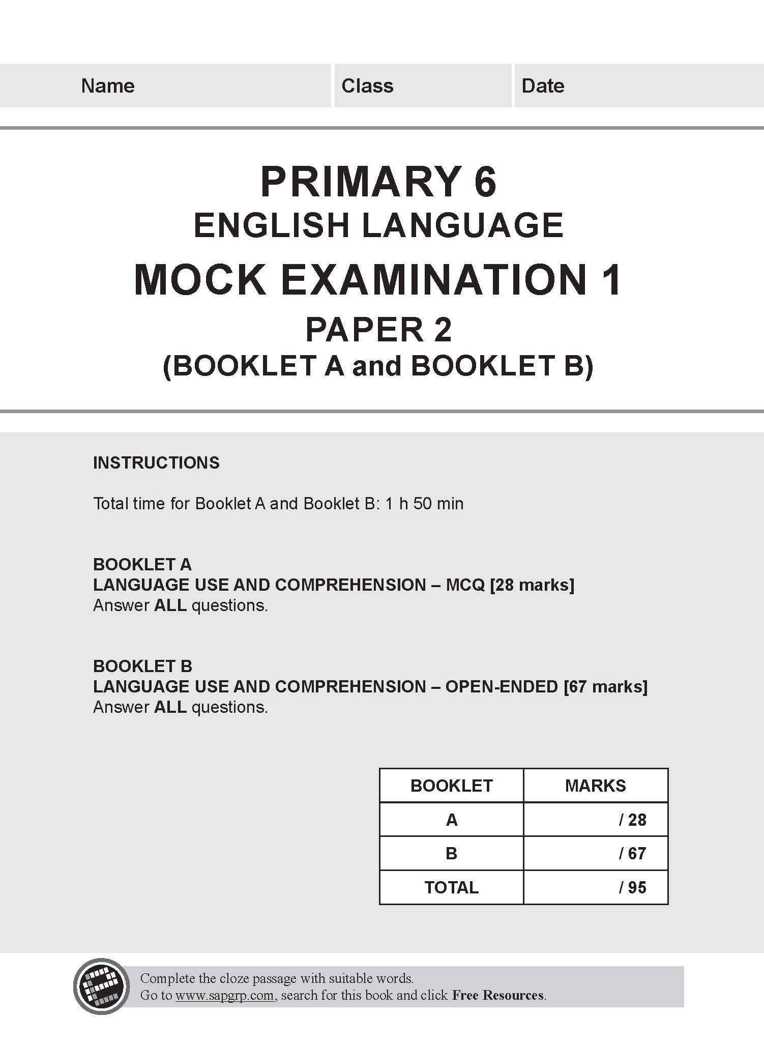 LEARNING+ Primary 6 English Mock Examinations