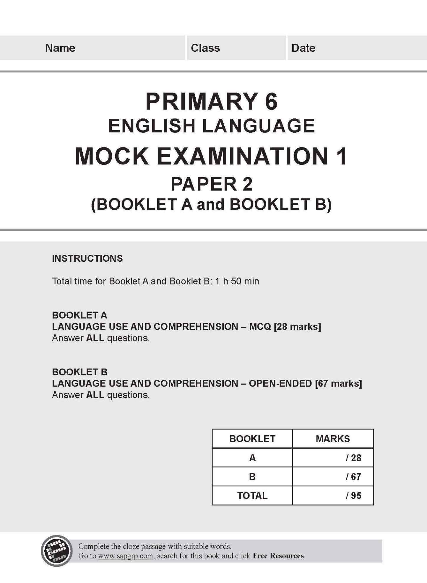 LEARNING+ Primary 6 English Mock Examinations