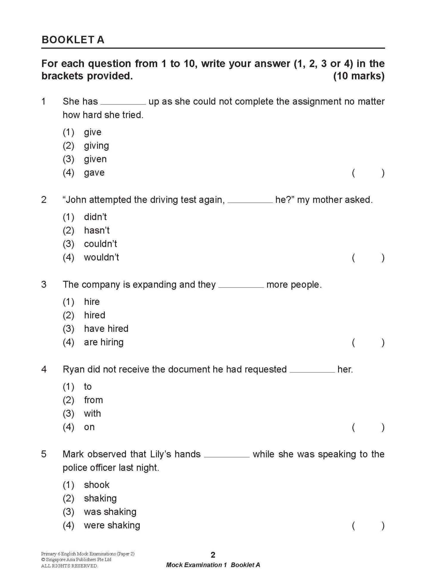LEARNING+ Primary 6 English Mock Examinations