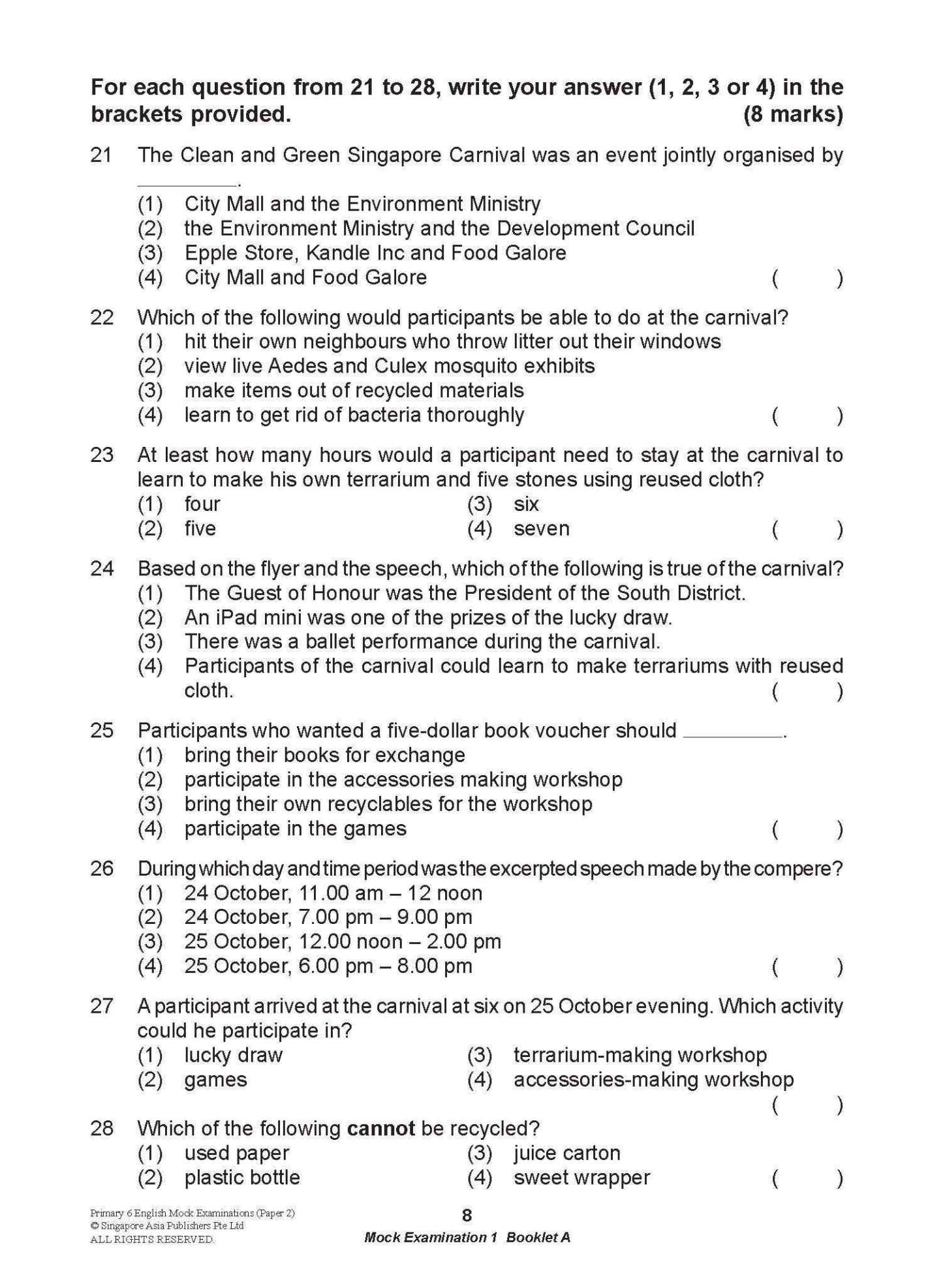 LEARNING+ Primary 6 English Mock Examinations