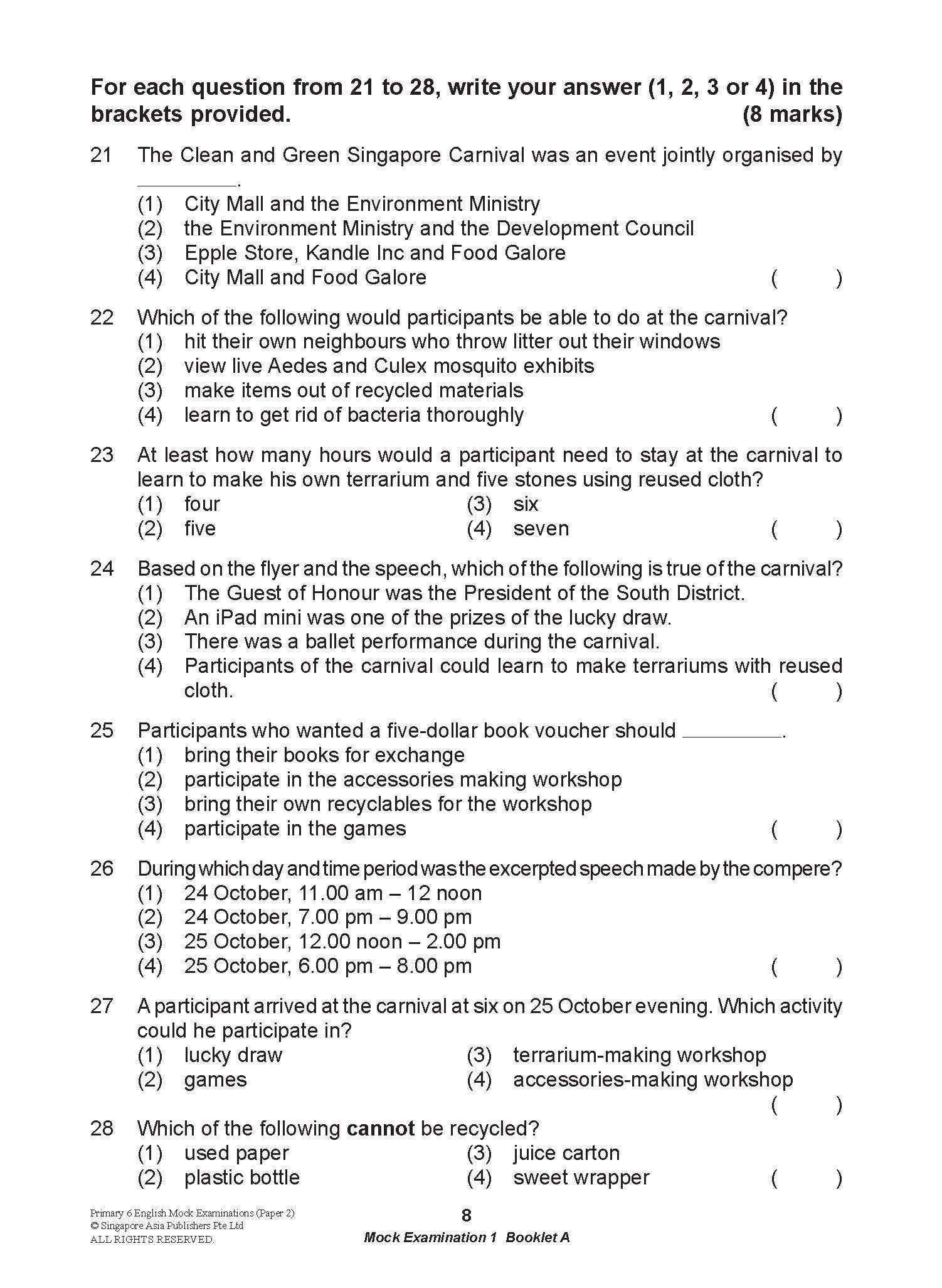 LEARNING+ Primary 6 English Mock Examinations