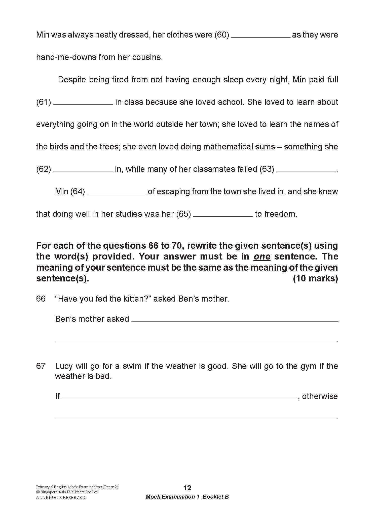 LEARNING+ Primary 6 English Mock Examinations