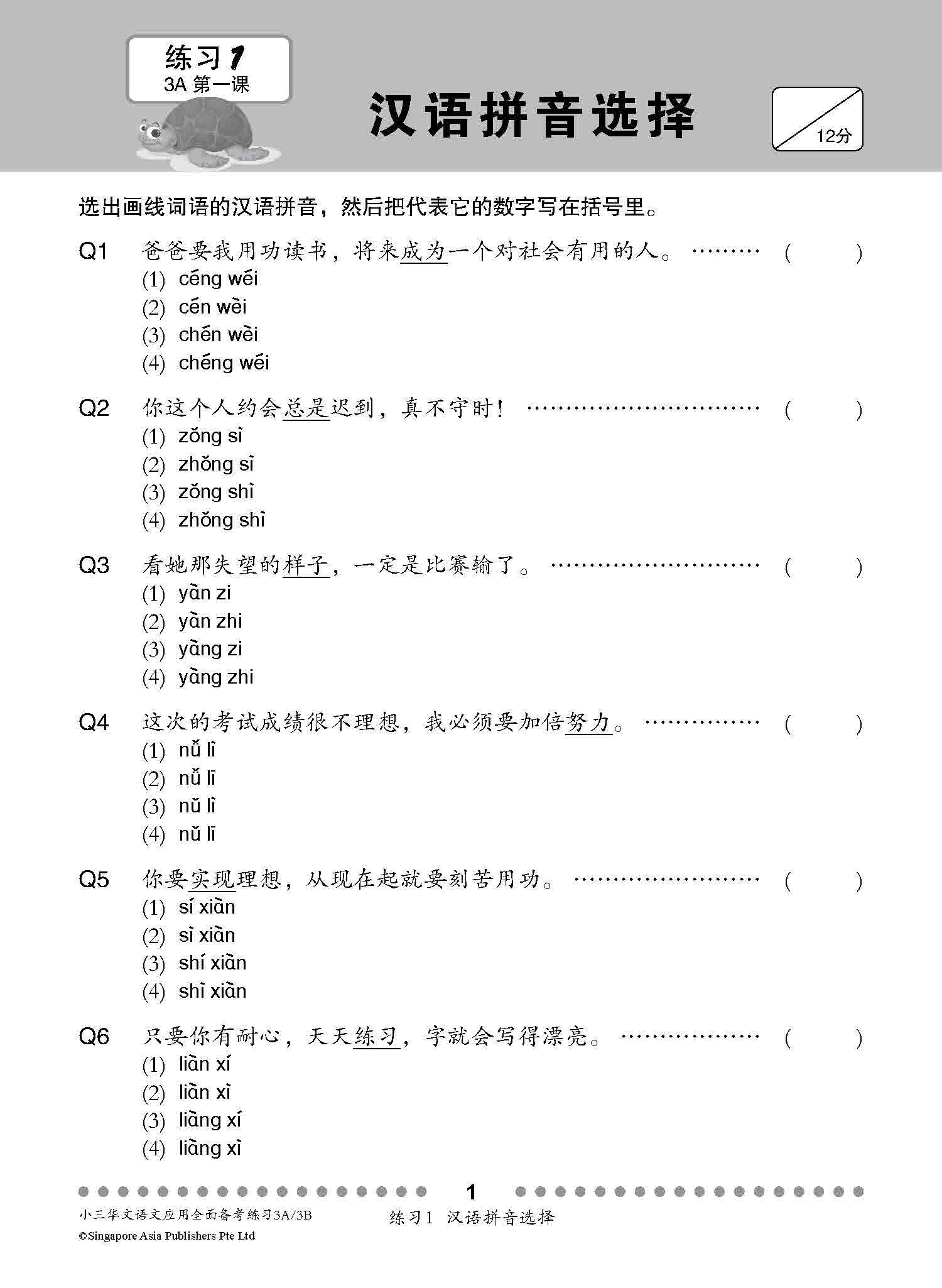 小三华文 语文应用 全面备考练习 3A/3B / Chinese Language and Usage Pre-exam Practice for Primary 3A/3B