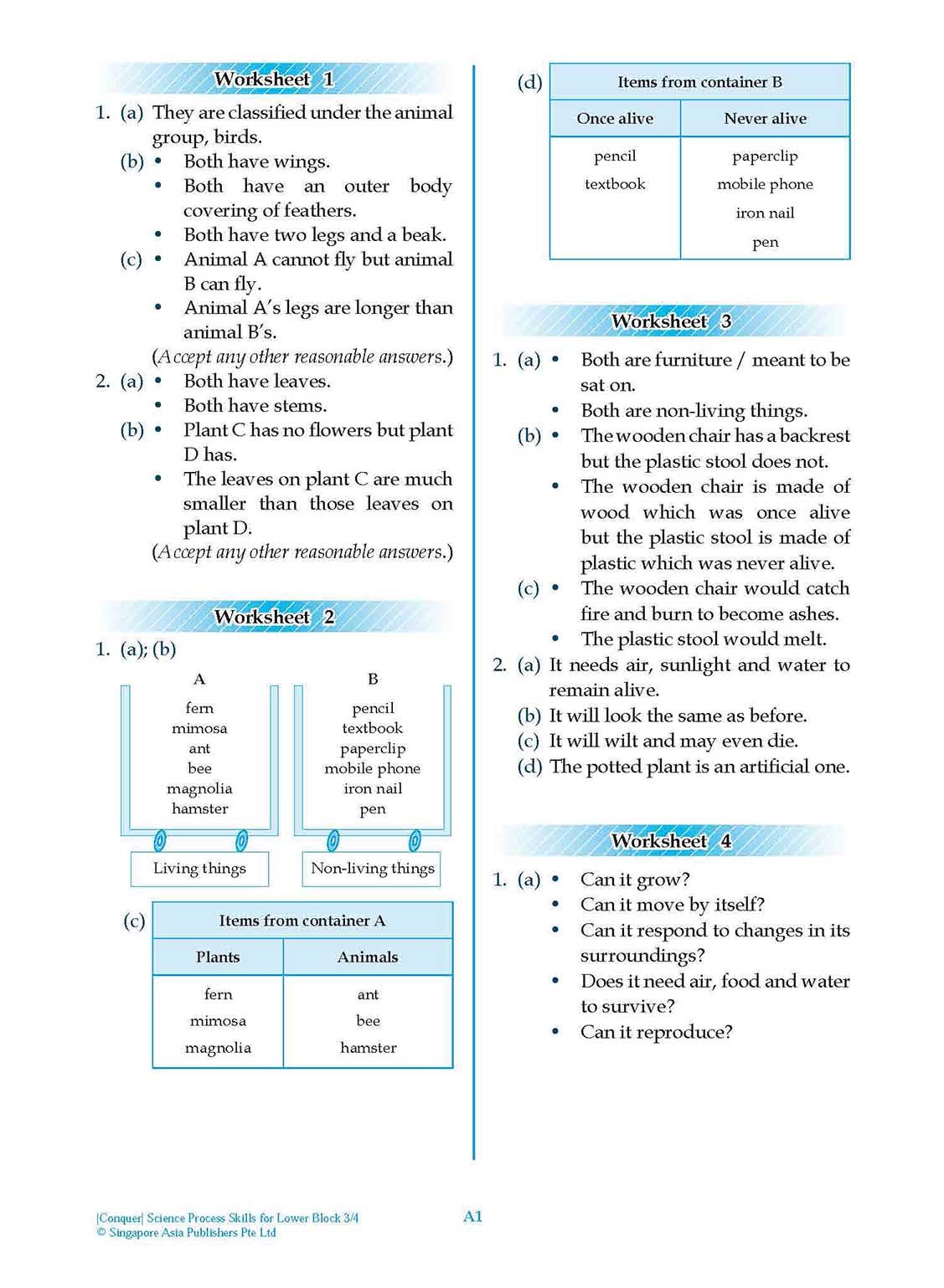 Conquer Science Process Skills Primary Level Lower Block 3/4