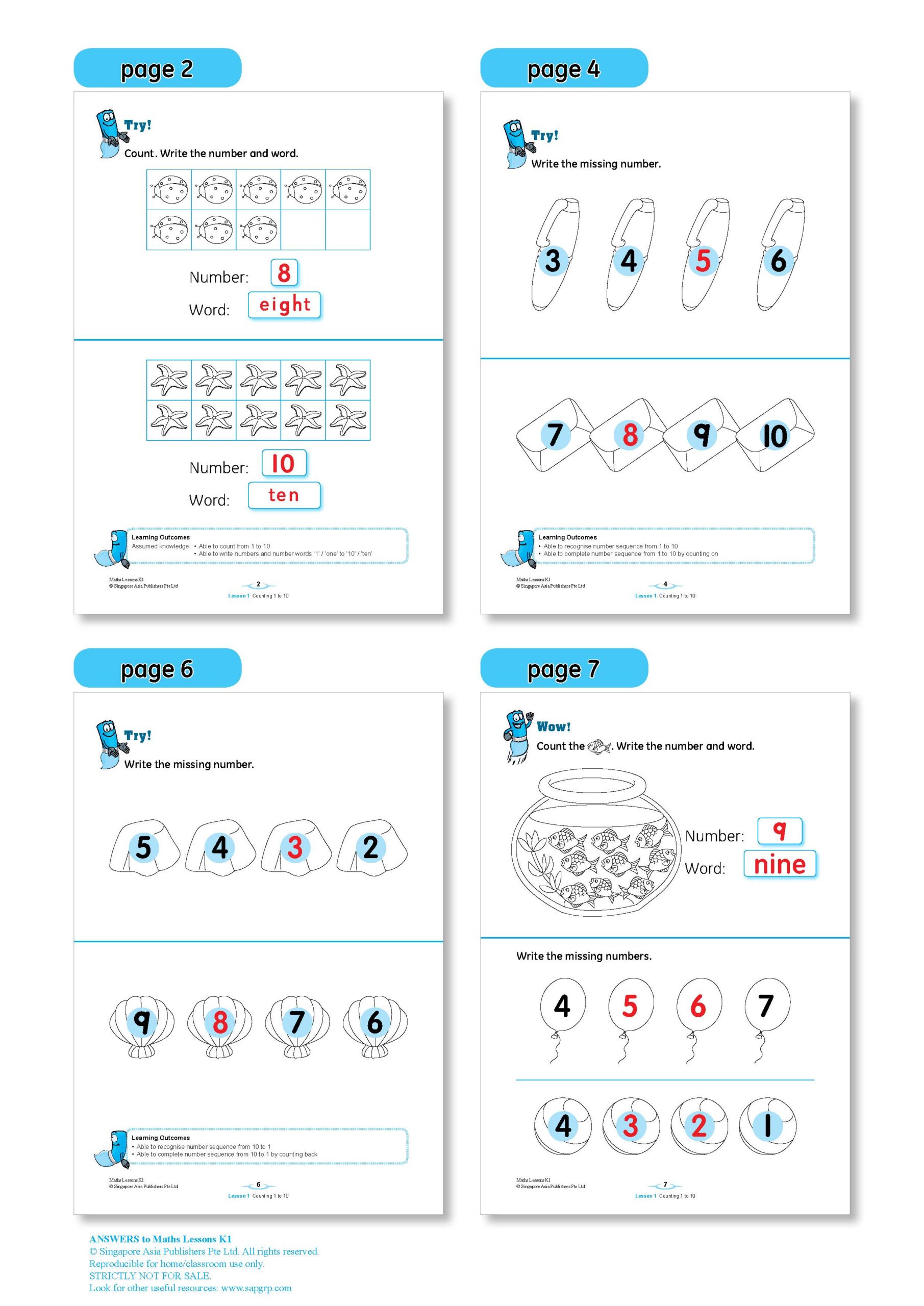 MATHS LESSONS Kindergarten 1