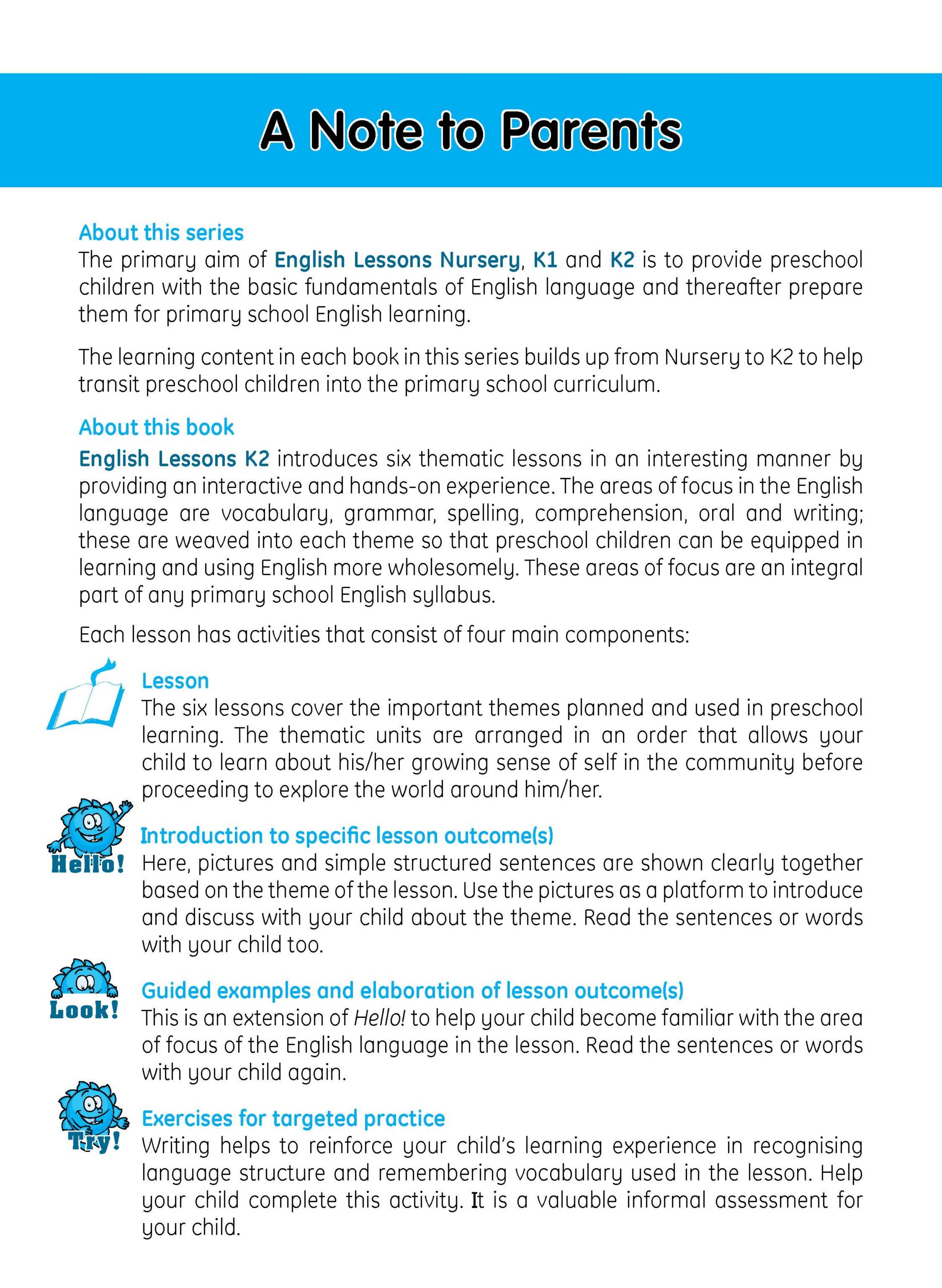 ENGLISH LESSONS Kindergarten 2