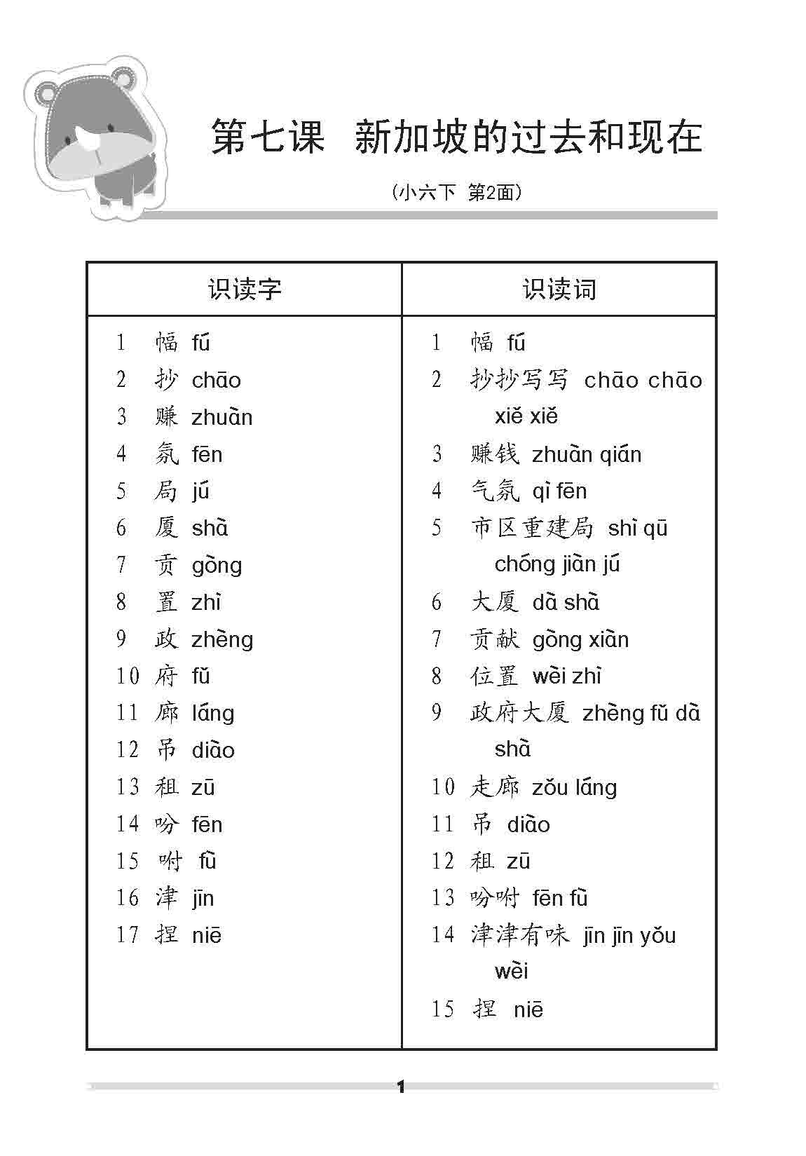 小六华文 课文字词手册 6B / A Handbook of Chinese Vocabulary for Primary 6B