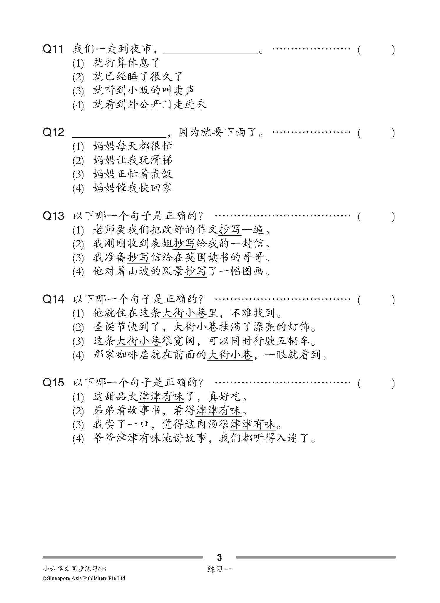 小六华文 同步练习 (6B) / Chinese Topical Exercises For Primary 6B
