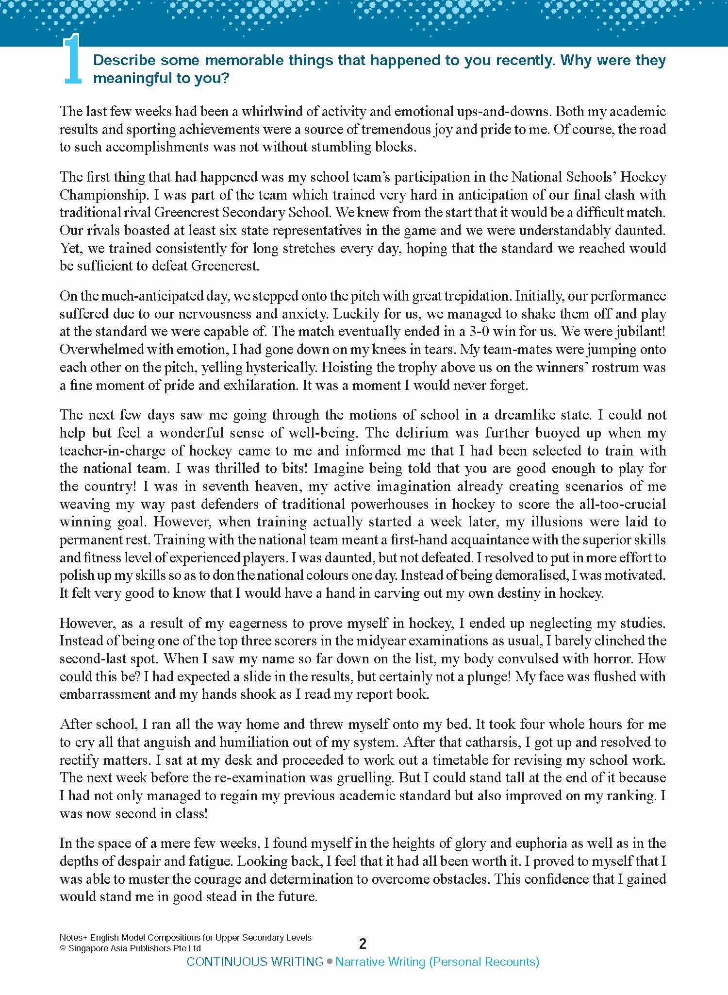 NOTES+ English Model Compositions FOR UPPER SECONDARY LEVELS