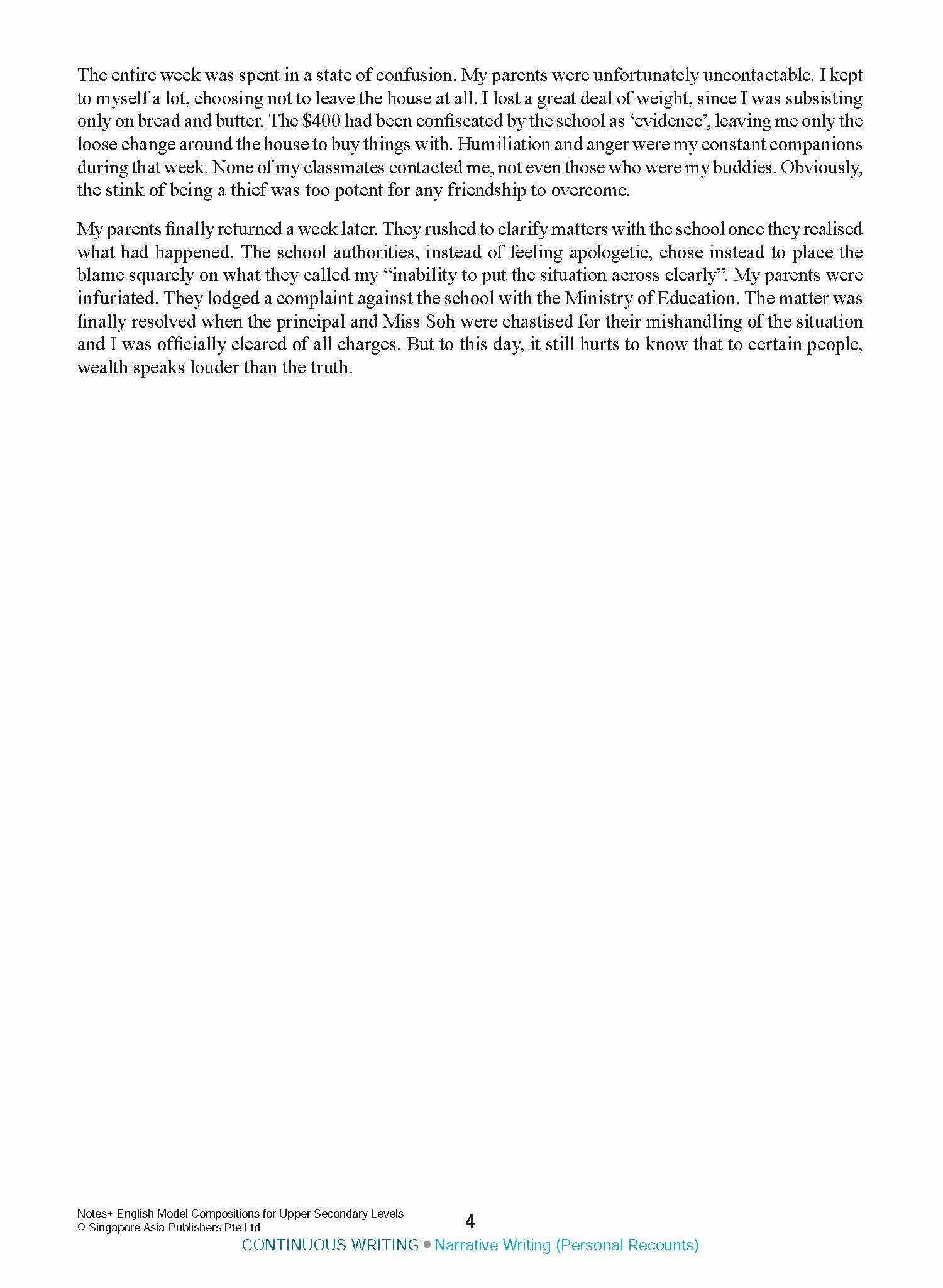 NOTES+ English Model Compositions FOR UPPER SECONDARY LEVELS