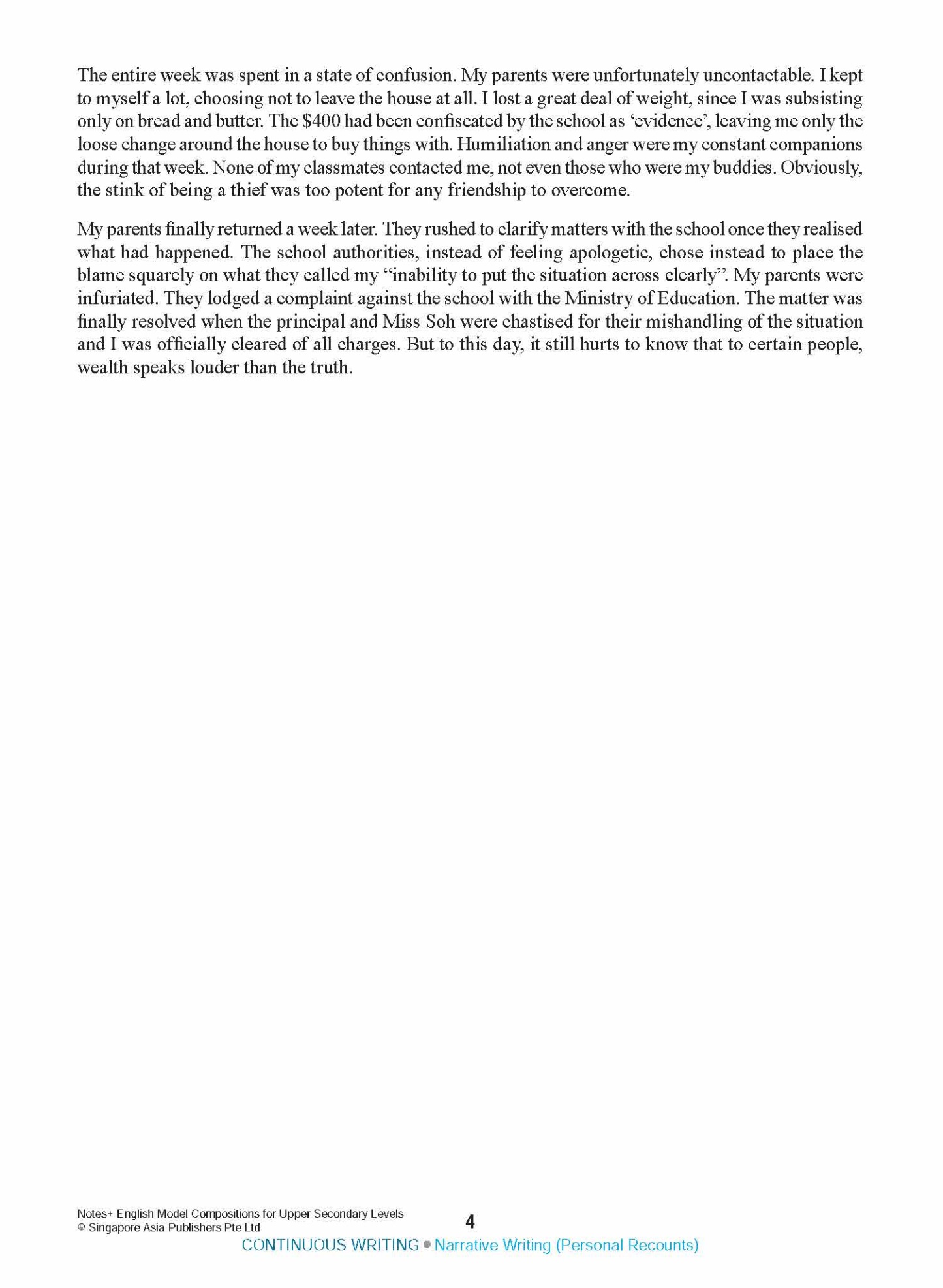 NOTES+ English Model Compositions FOR UPPER SECONDARY LEVELS