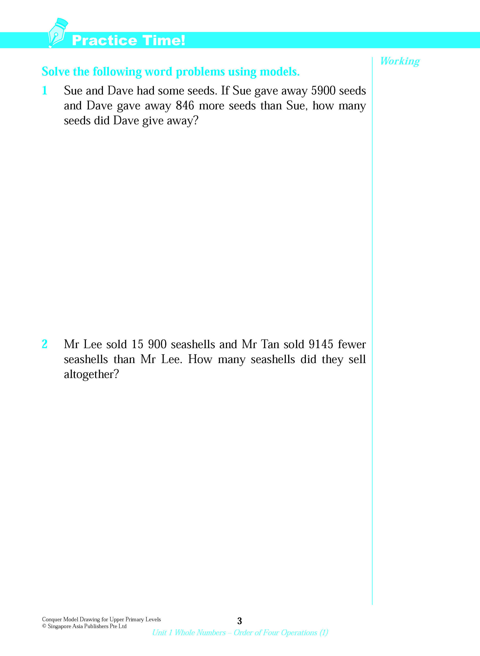 Conquer Model Drawing For Upper Primary Levels