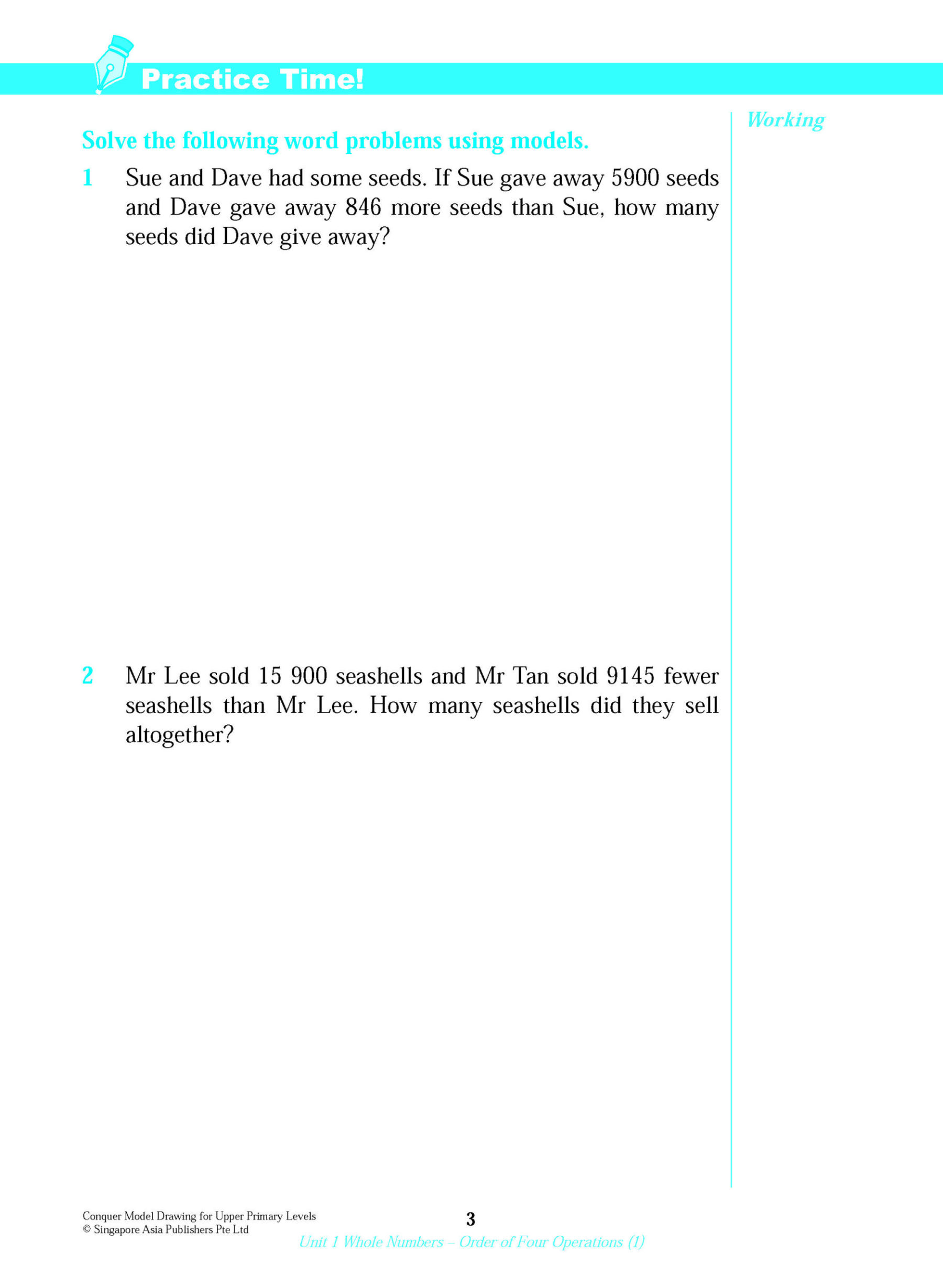 Conquer Model Drawing For Upper Primary Levels