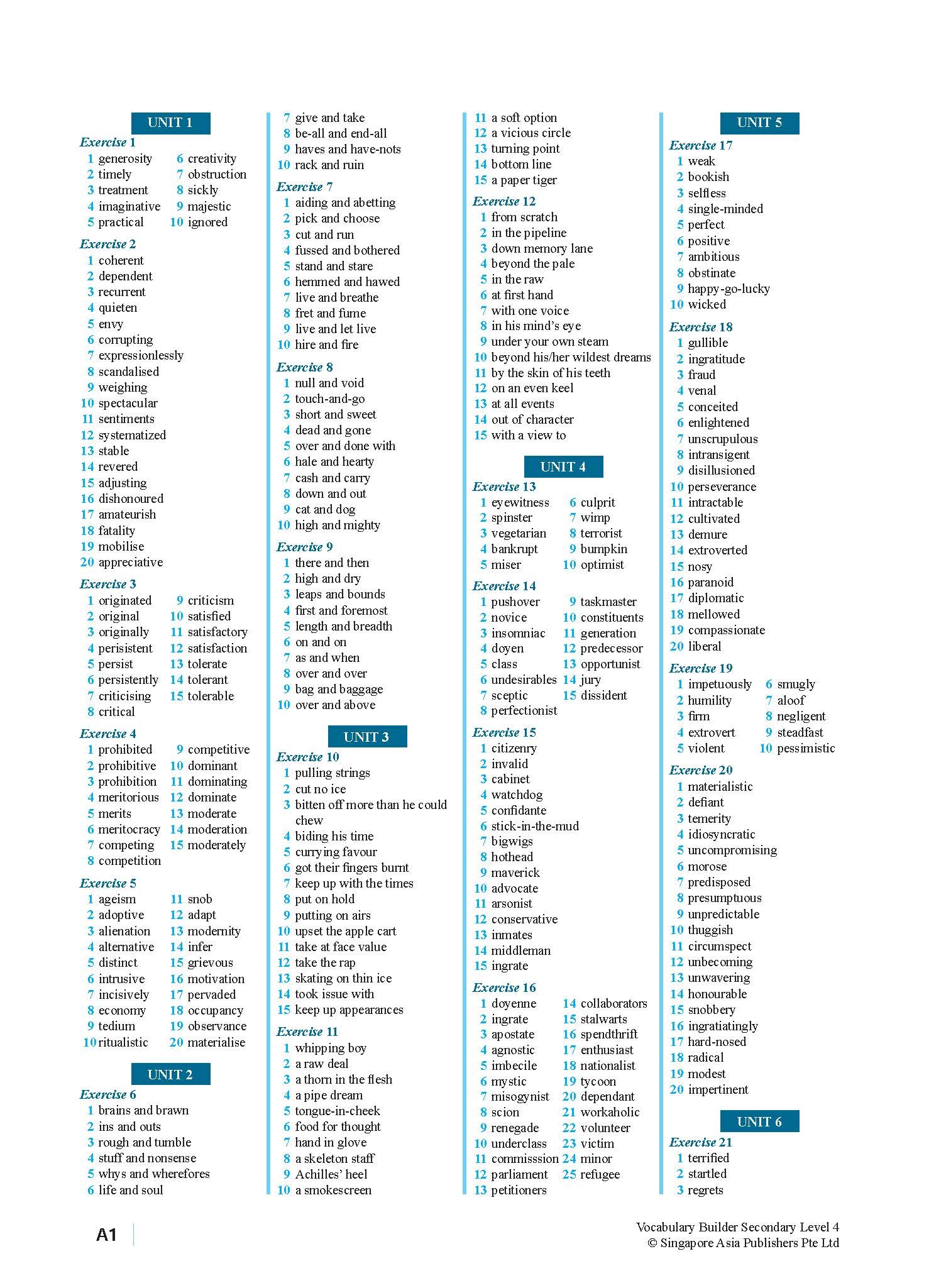 Vocabulary Builder Secondary Level 4