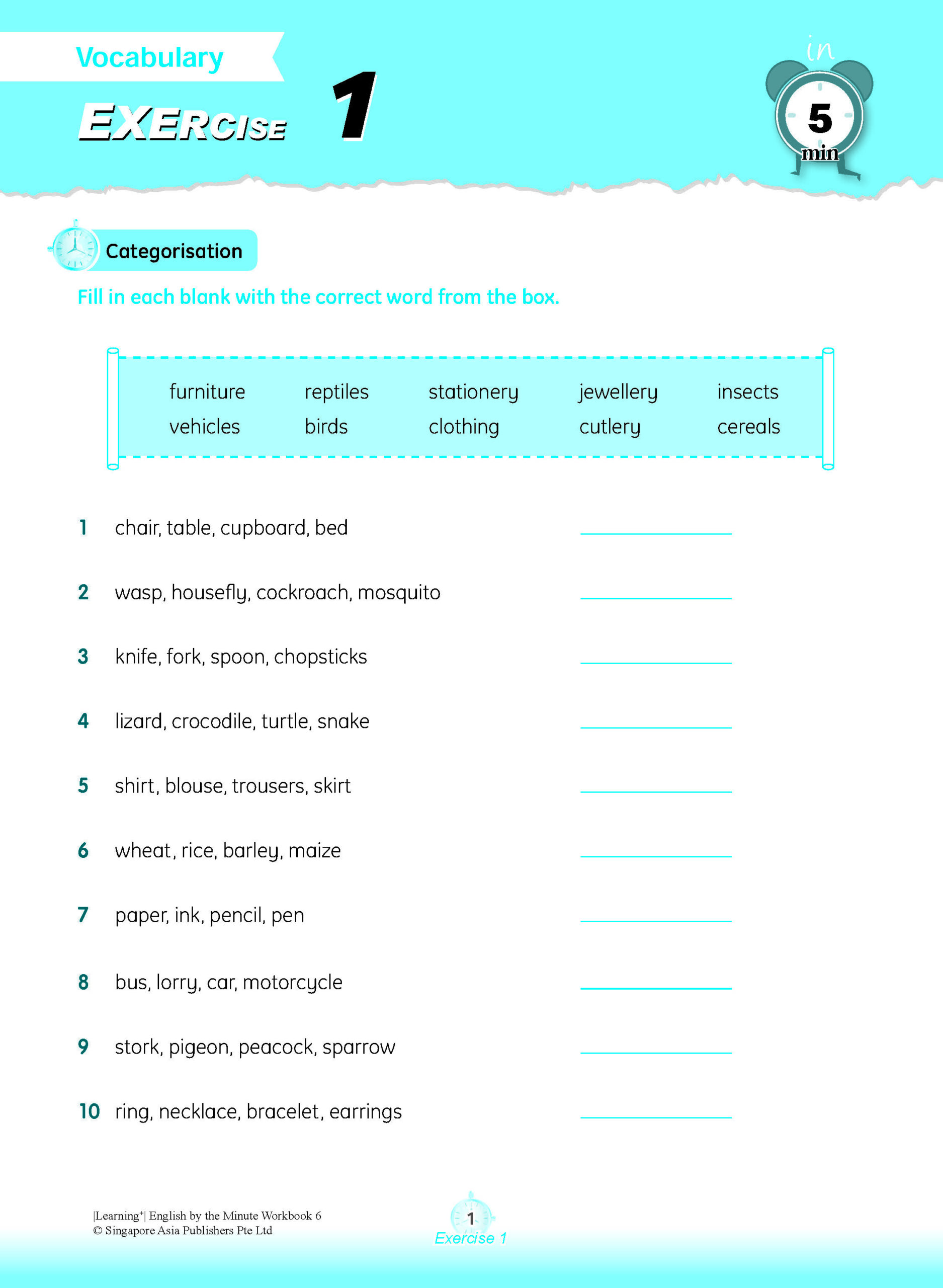 Learning+ ENGLISH by the MINUTE Workbook 6