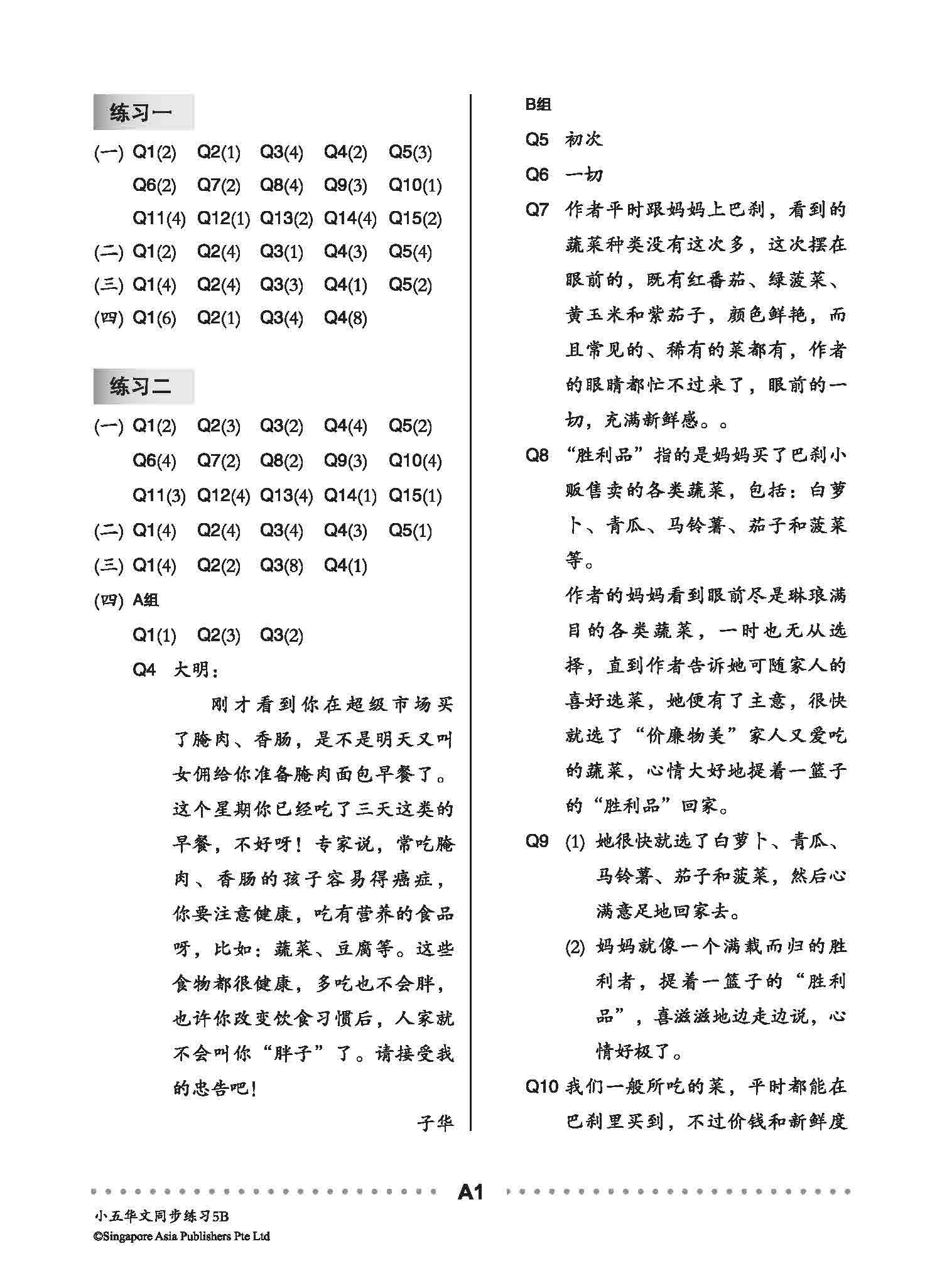 小五华文同步练习 5B (Chinese Topical Exercises For Primary 5B)
