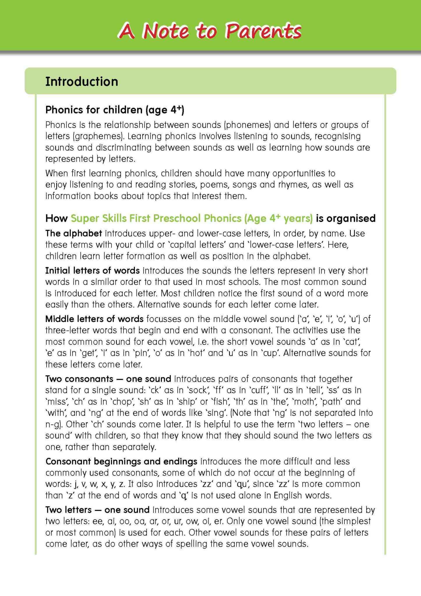 SUPER SKILLS First Preschool Phonics (Age 4+ Years)