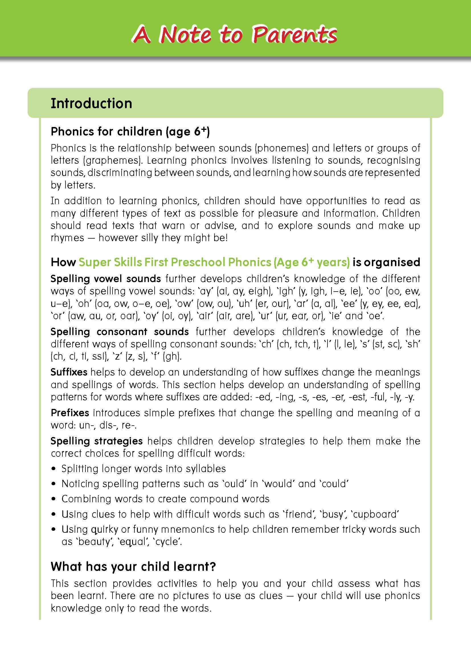 SUPER SKILLS First Preschool Phonics (Age 6+ Years)