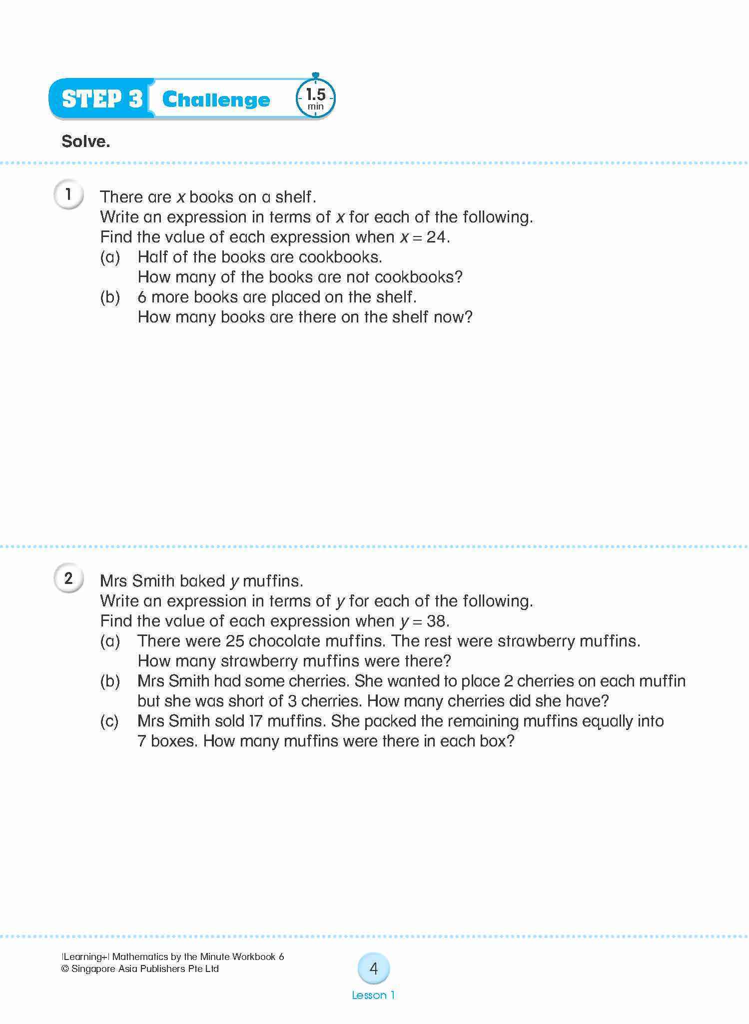 Learning+ Mathematics by the Minute Workbook 6