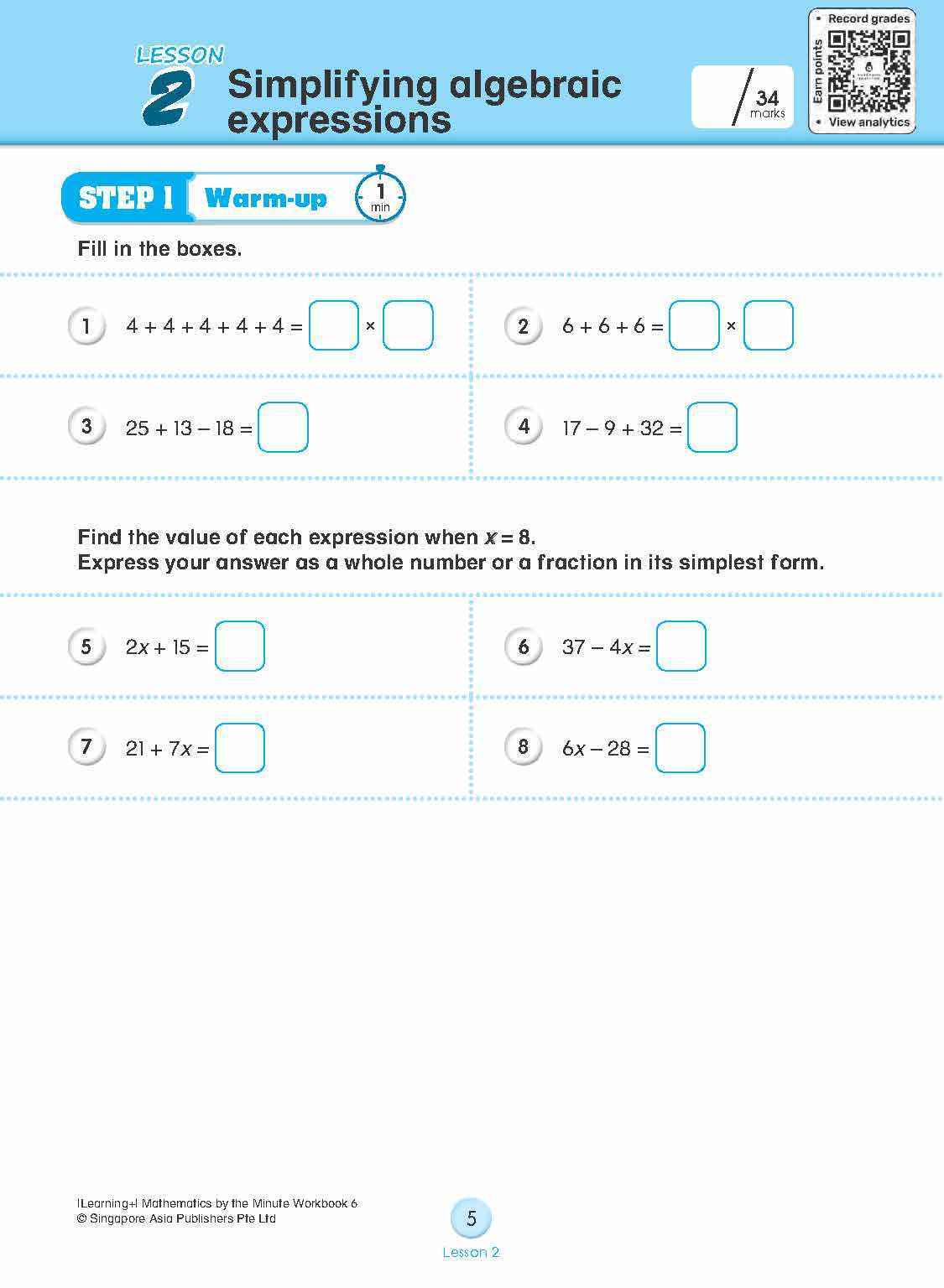 Learning+ Mathematics by the Minute Workbook 6