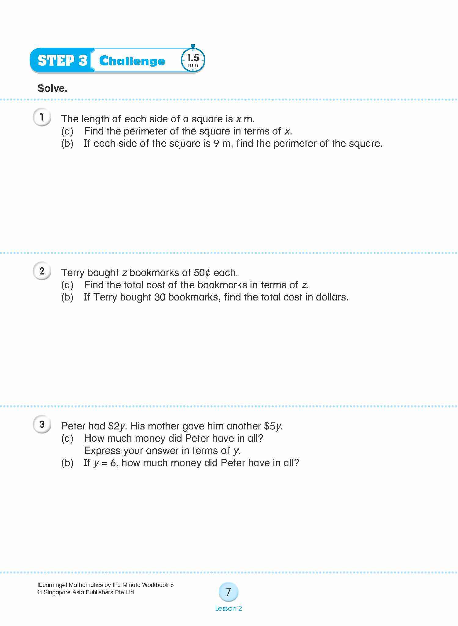 Learning+ Mathematics by the Minute Workbook 6