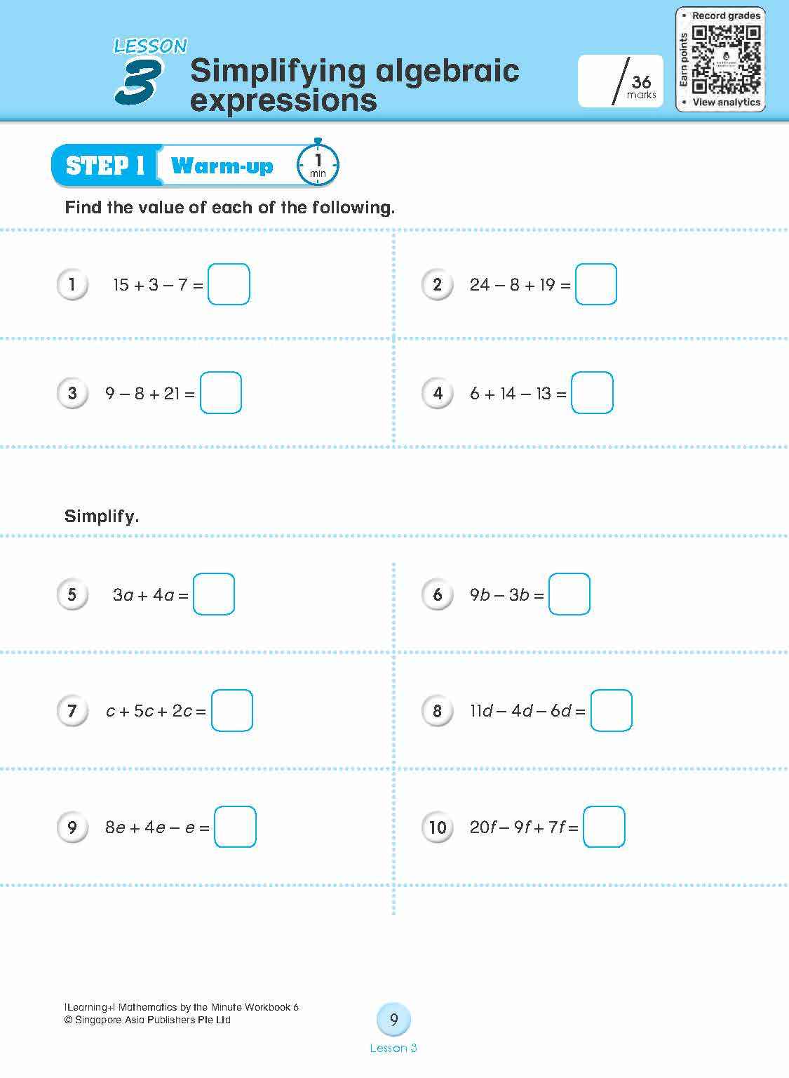 Learning+ Mathematics by the Minute Workbook 6