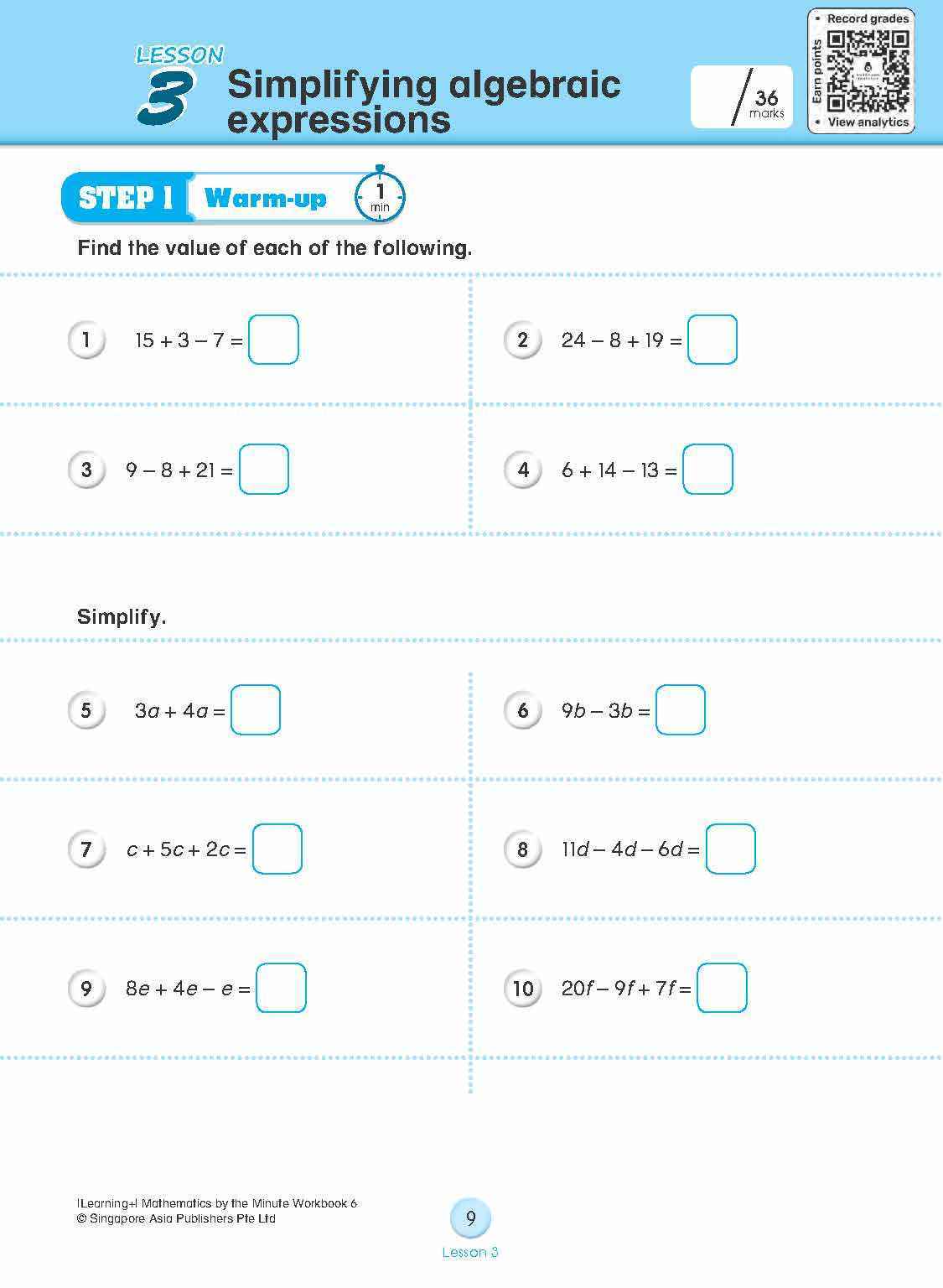 Learning+ Mathematics by the Minute Workbook 6