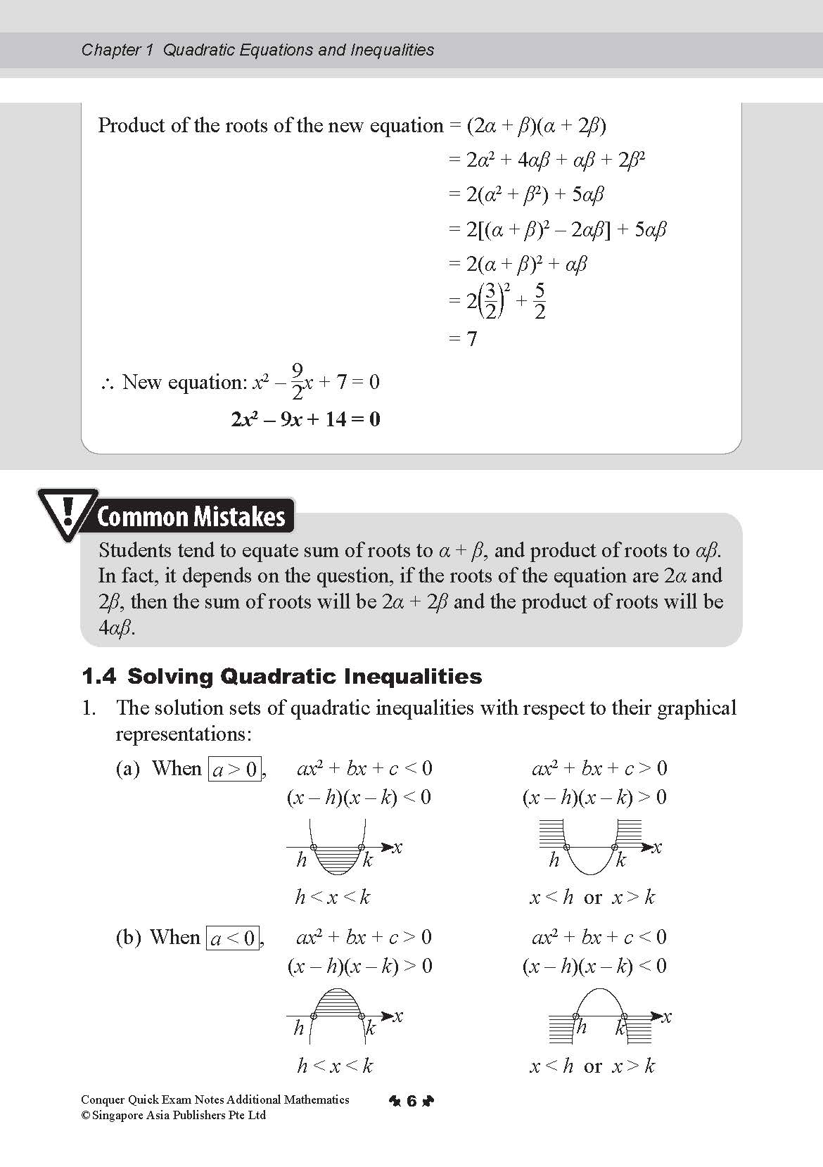 Conquer QUICK EXAM NOTES ADDITIONAL MATHEMATICS