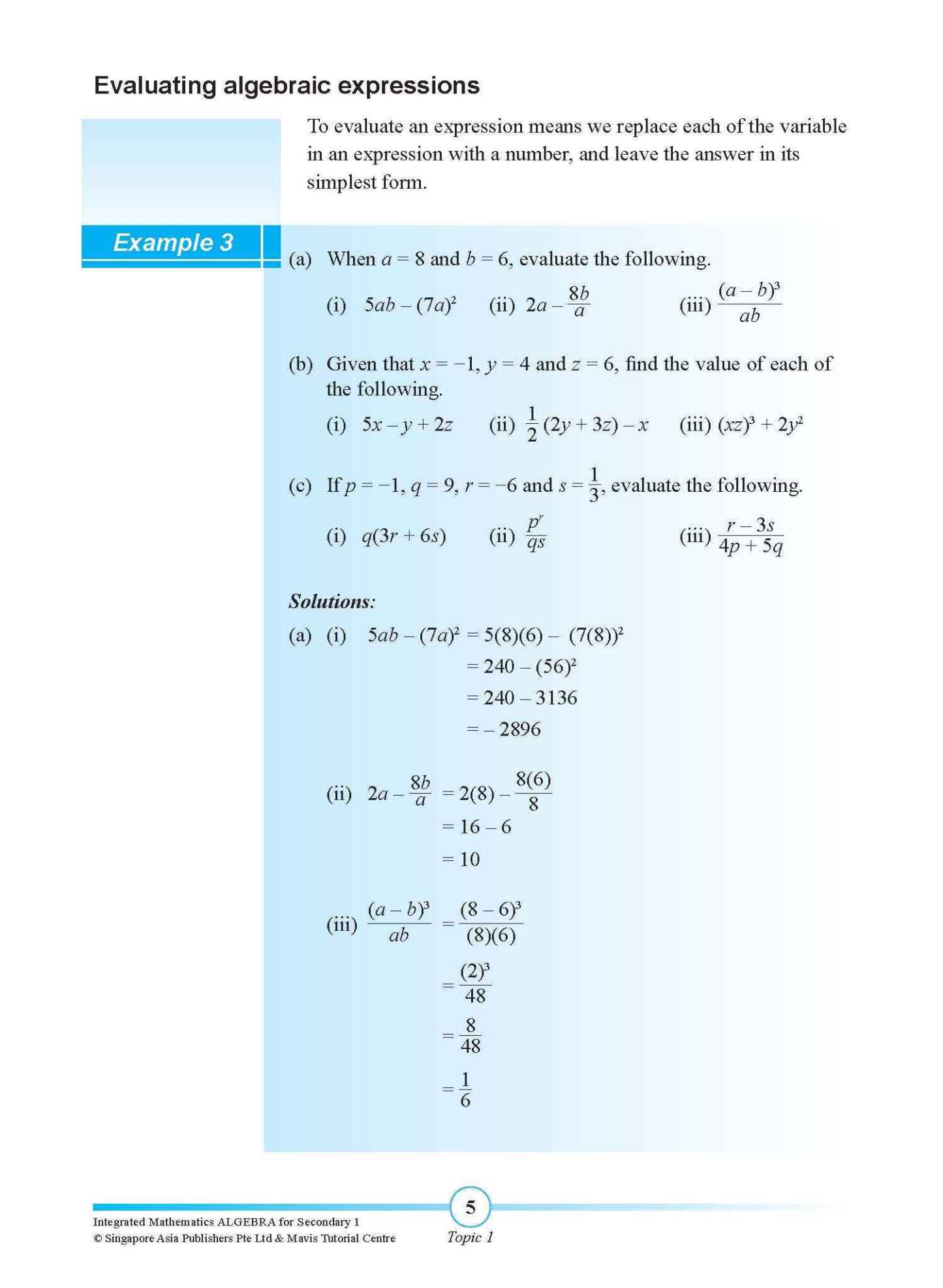 INTEGRATED MATHEMATICS ALGEBRA For SECONDARY 1 [G3 and IP]