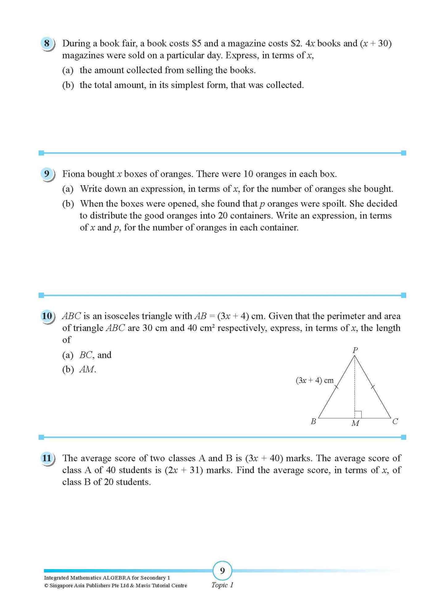 INTEGRATED MATHEMATICS ALGEBRA For SECONDARY 1 [G3 and IP]