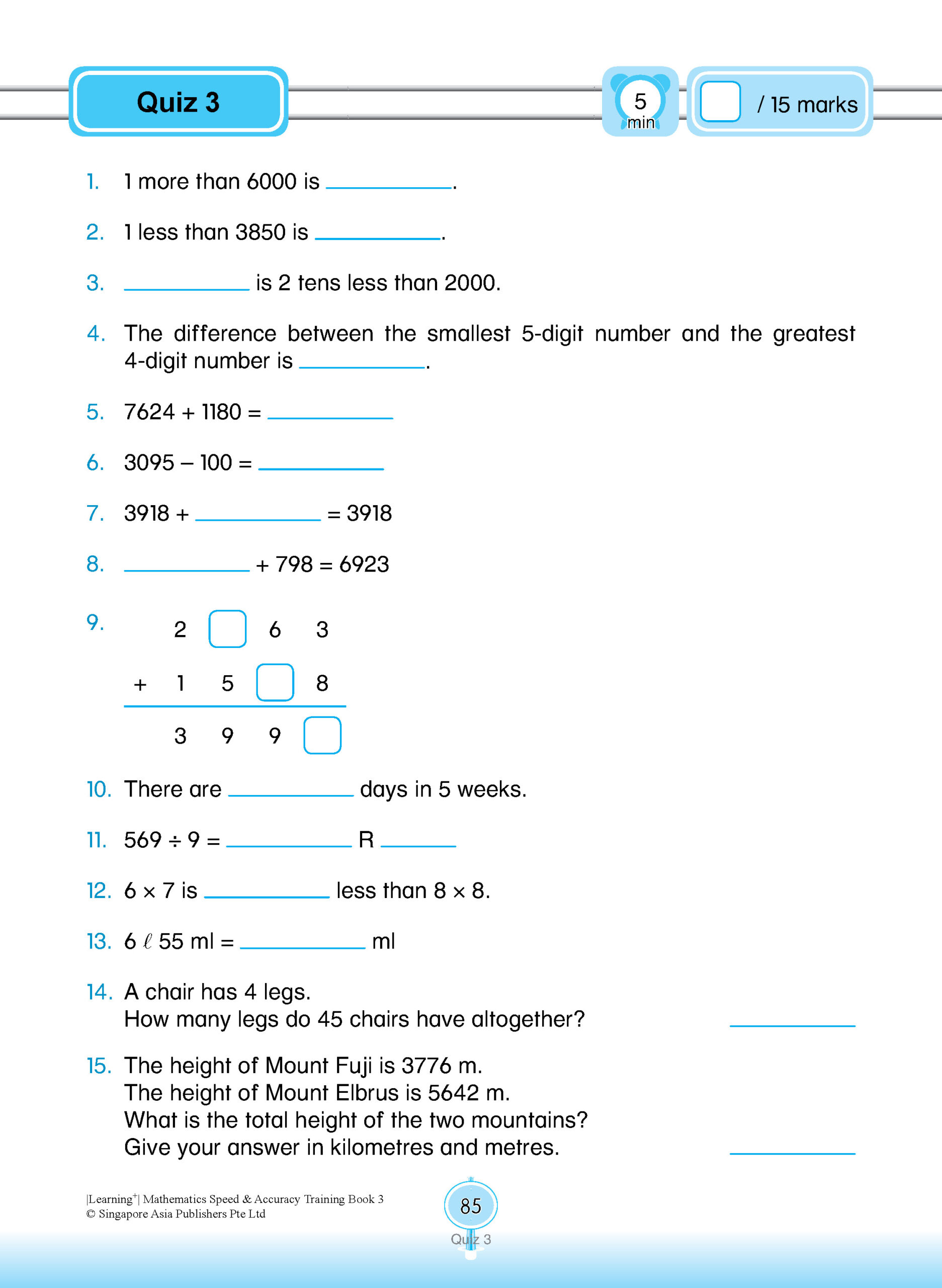 LEARNING+ Mathematics Speed & Accuracy Training Book 3