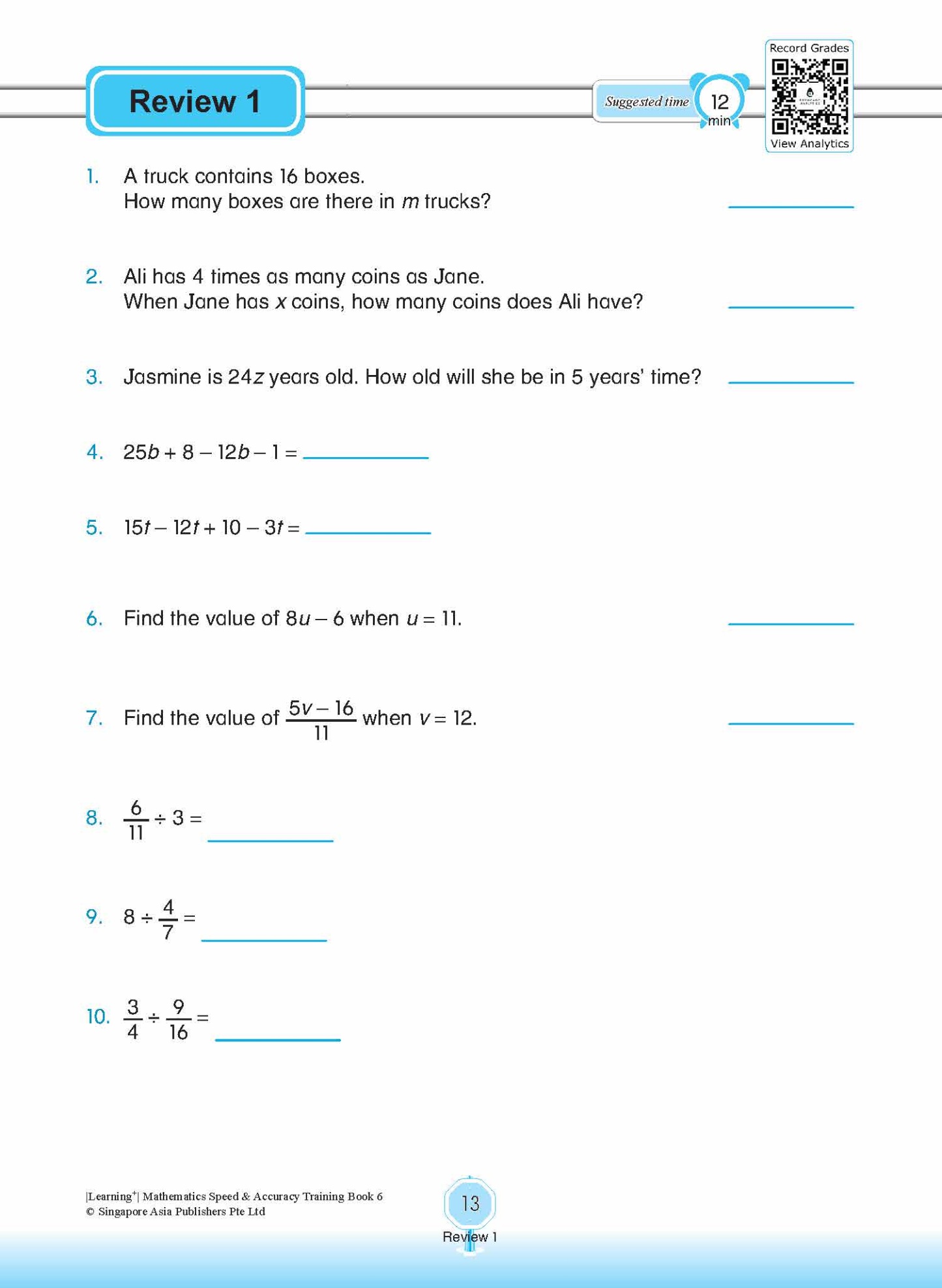 LEARNING+ Mathematics Speed & Accuracy Training Book 6