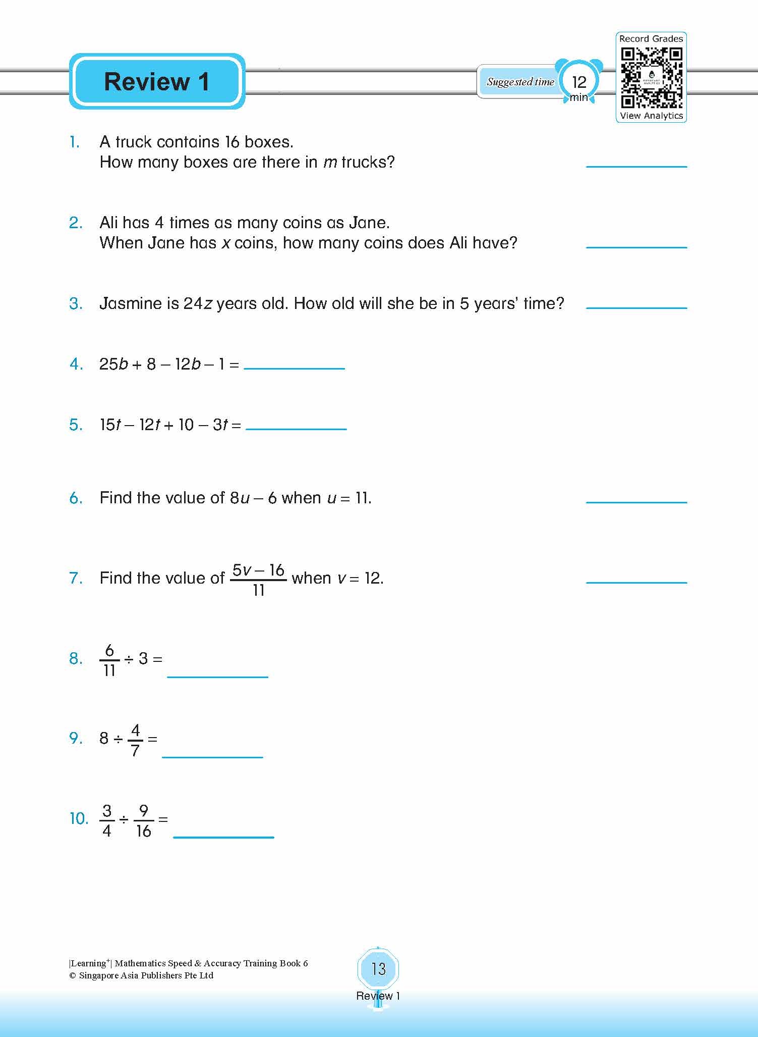 LEARNING+ Mathematics Speed & Accuracy Training Book 6