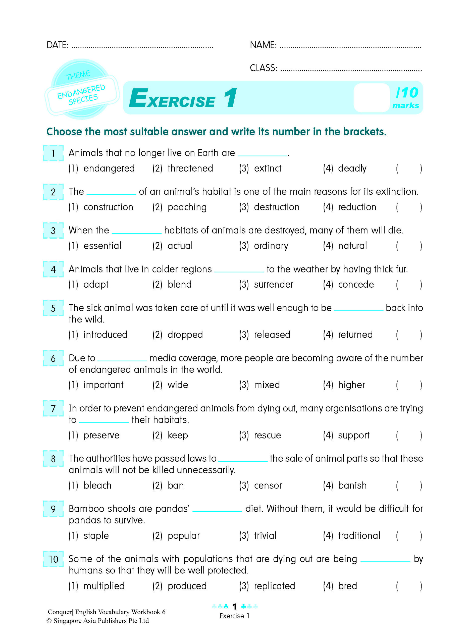 Conquer English Vocabulary For Primary Levels Workbook 6