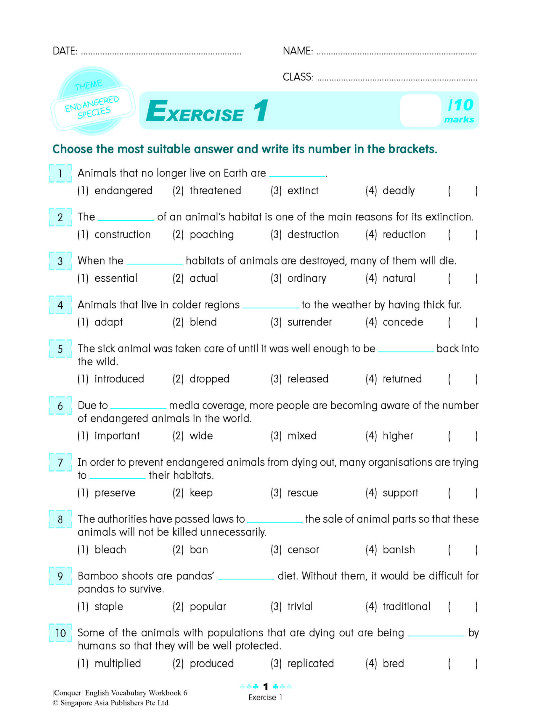 Conquer English Vocabulary For Primary Levels Workbook 6