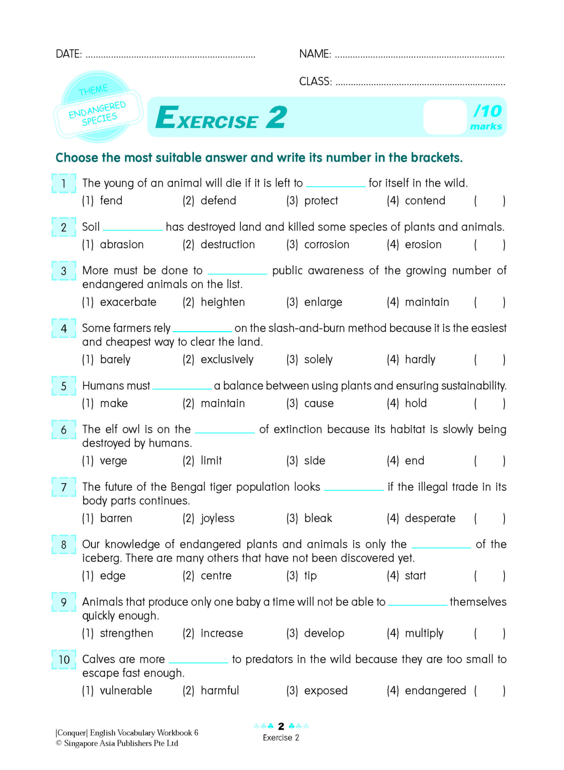Conquer English Vocabulary For Primary Levels Workbook 6