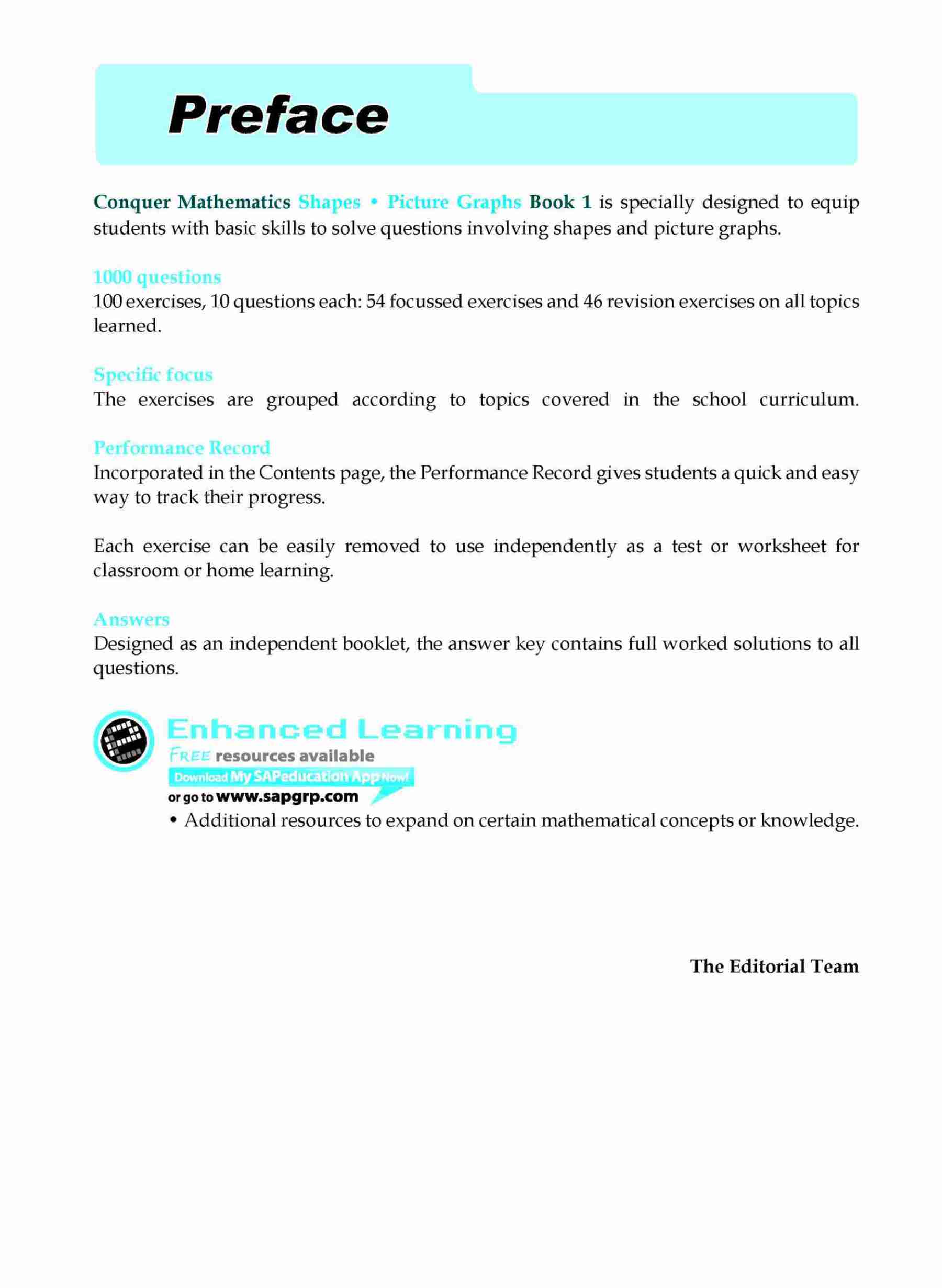 Conquer Mathematics (Shapes • Picture Graphs) For Primary Levels Workbook 1