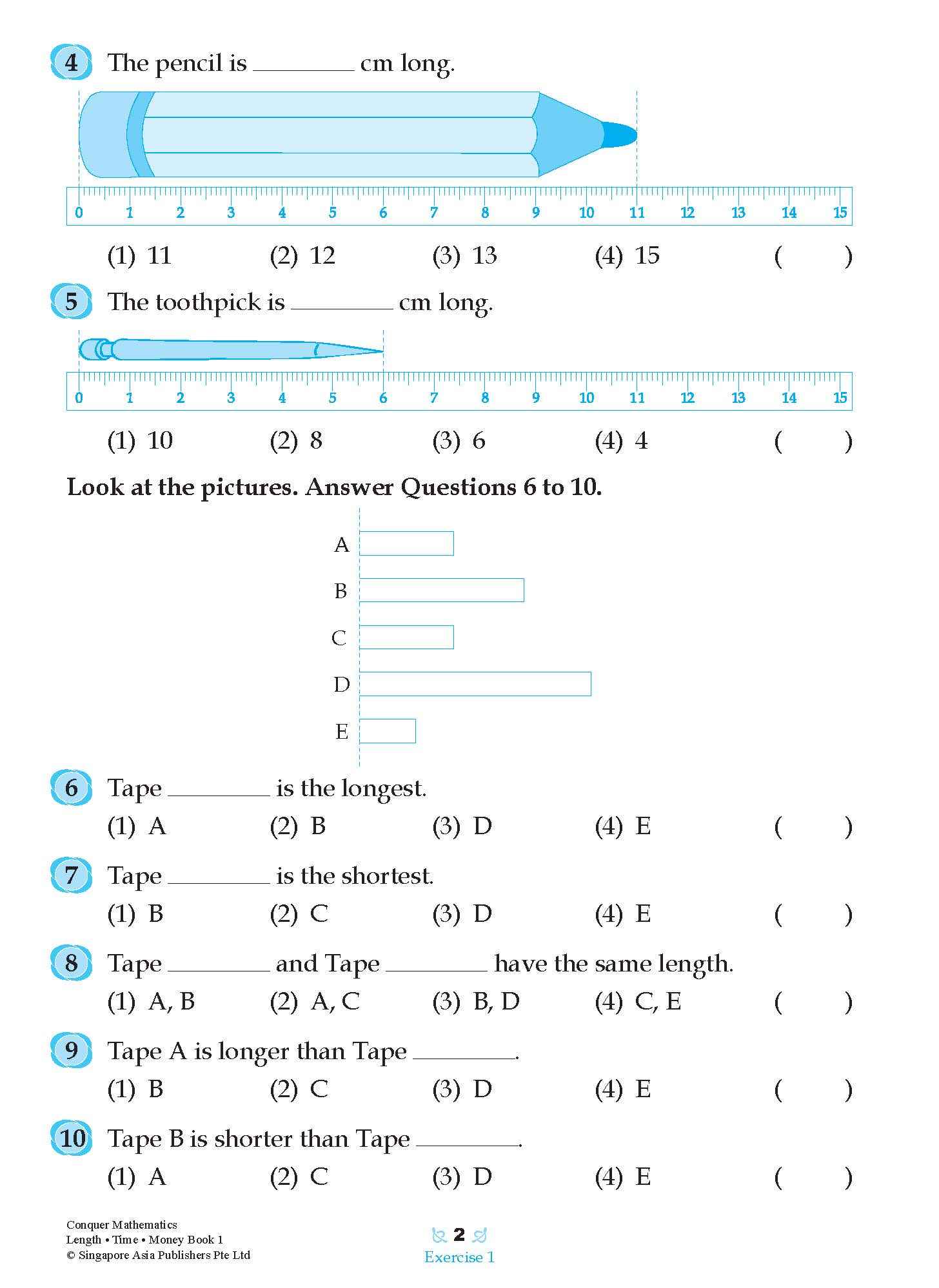 Conquer Mathematics Length . Time . Money For Primary Levels Workbook 1