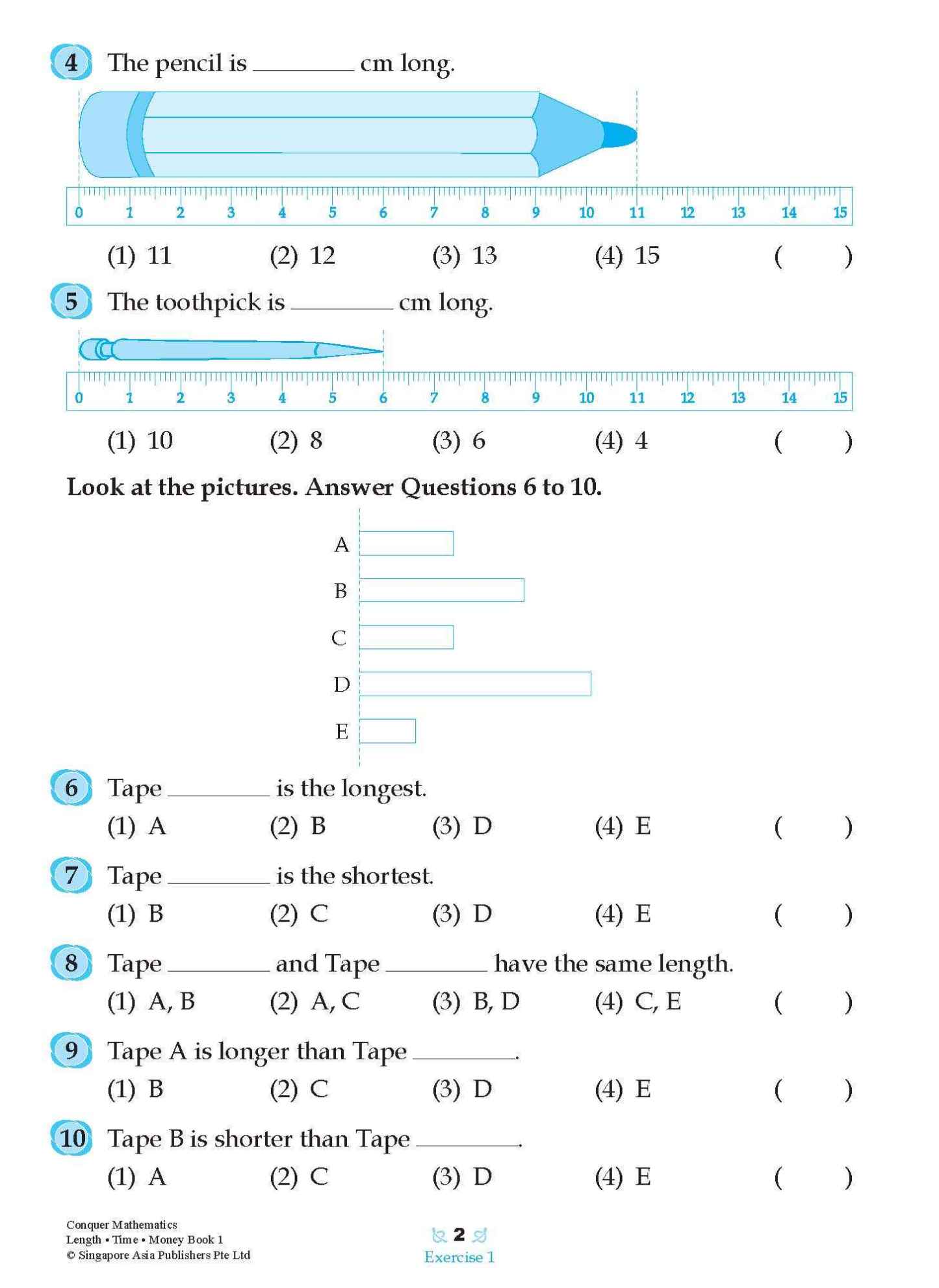 Conquer Mathematics Length . Time . Money For Primary Levels Workbook 1