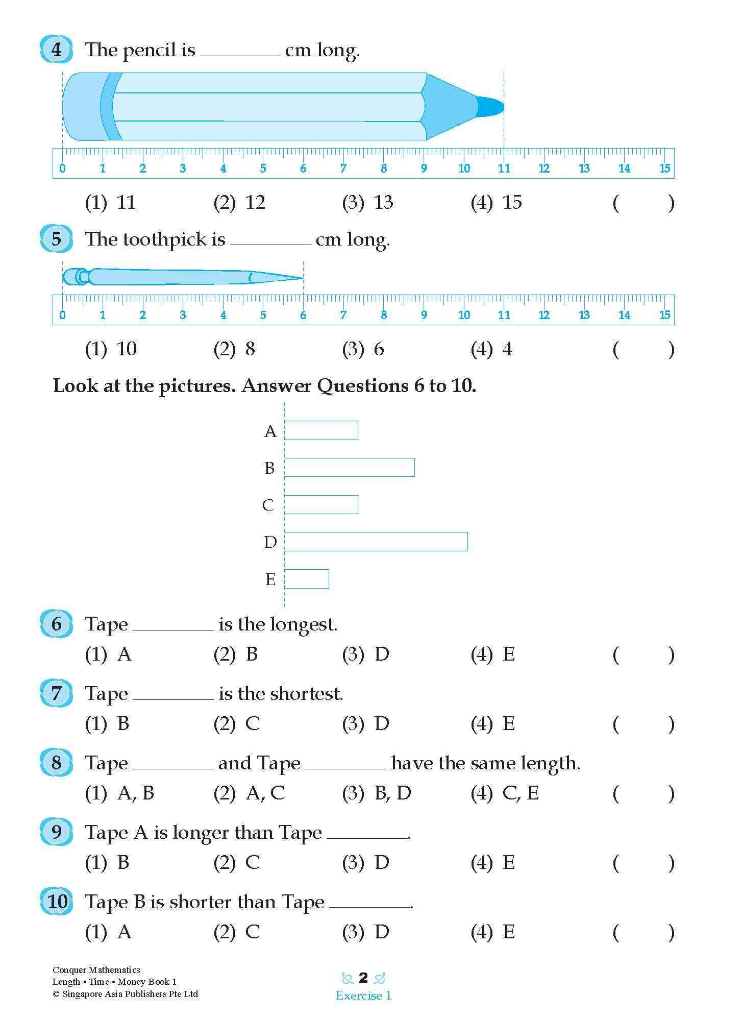 Conquer Mathematics Length . Time . Money For Primary Levels Workbook 1
