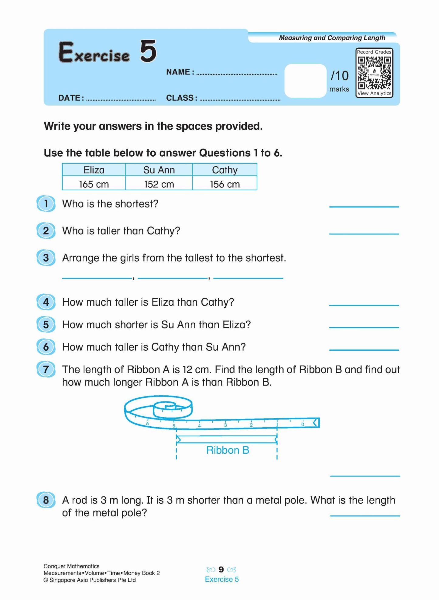 Conquer Mathematics Measurements • Volume • Time • Money Workbook 2