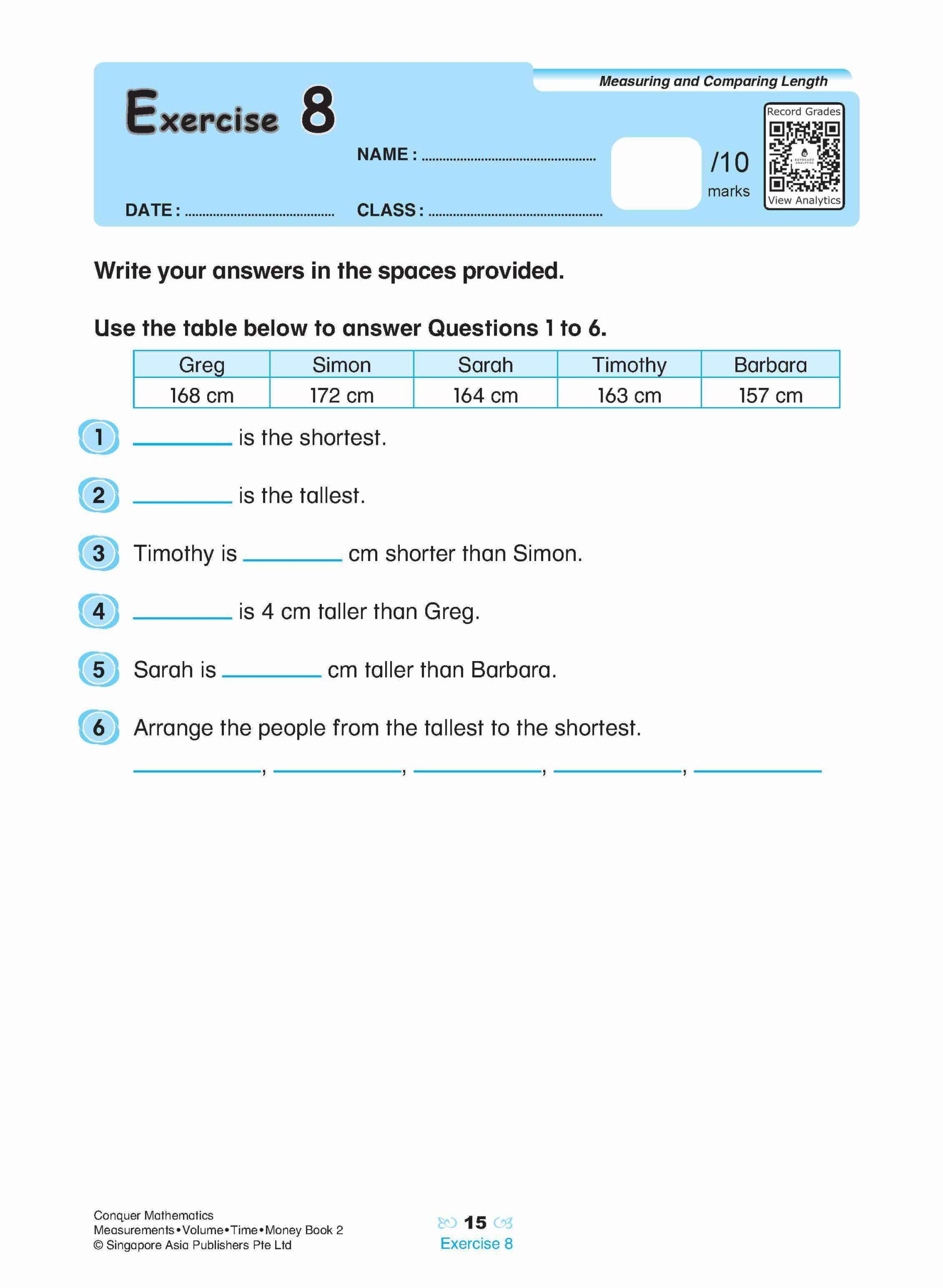 Conquer Mathematics Measurements • Volume • Time • Money Workbook 2