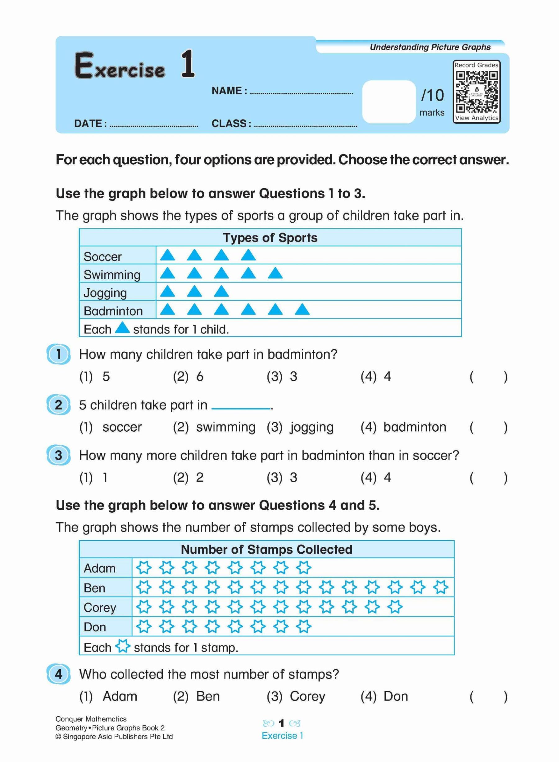 Conquer Mathematics Geometry • Picture Graphs Book 2
